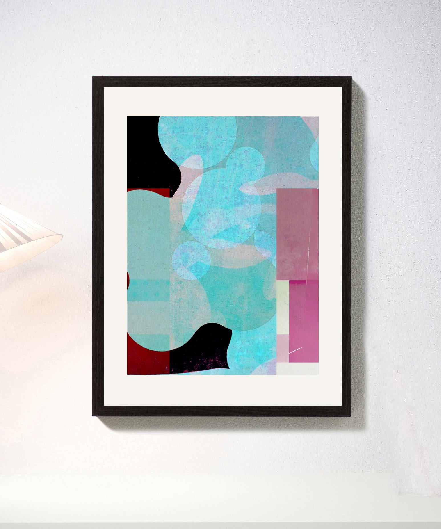 Blue & pink - Contemporary, Abstract, Expressionism, Modern, Pop art, Geometric - Print by Francisco Nicolás