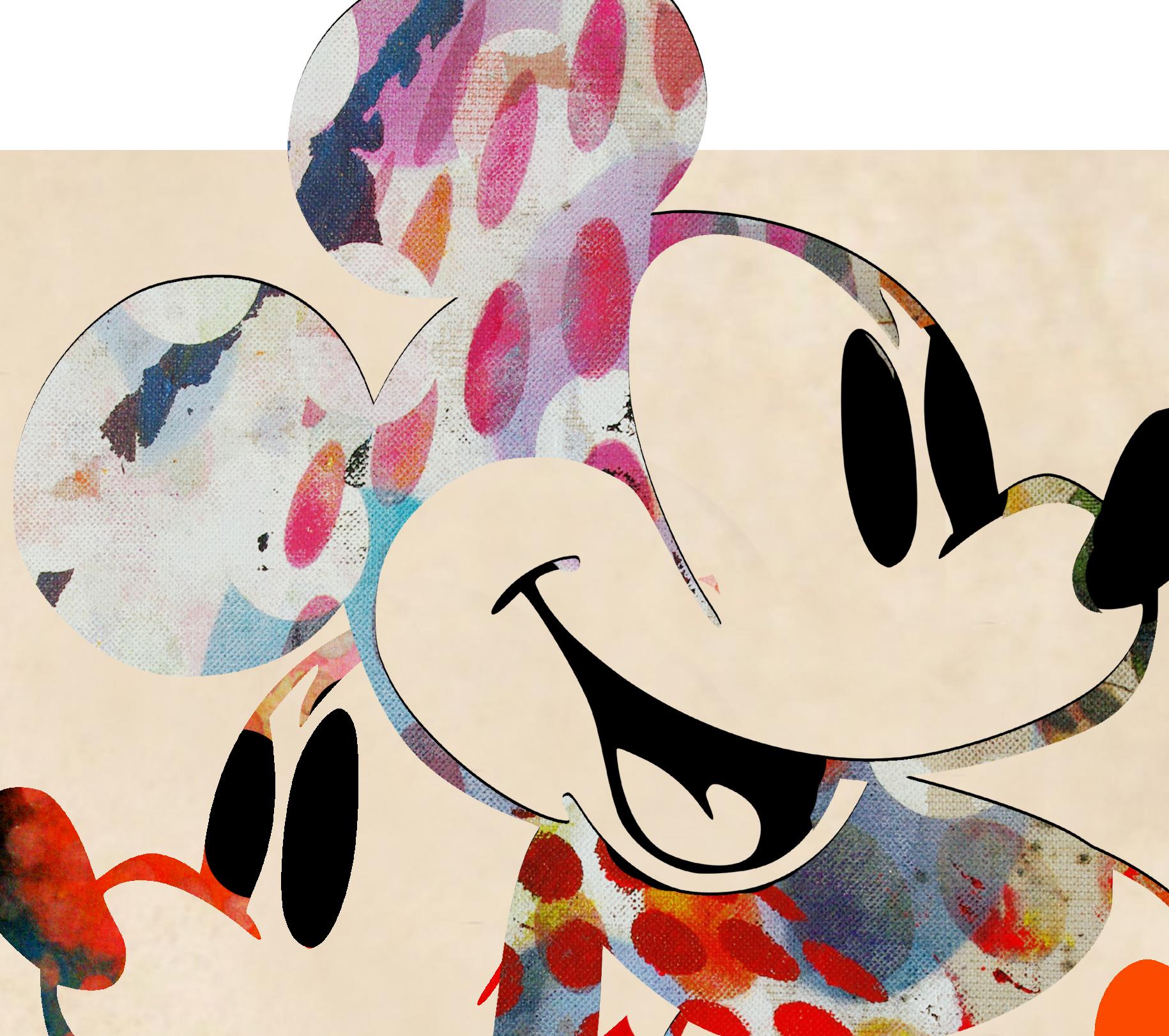 M001-Figurative, Street art, Modern, Pop art, Contemporary, Abstract Mickey Mous - Beige Print by Francisco Nicolás