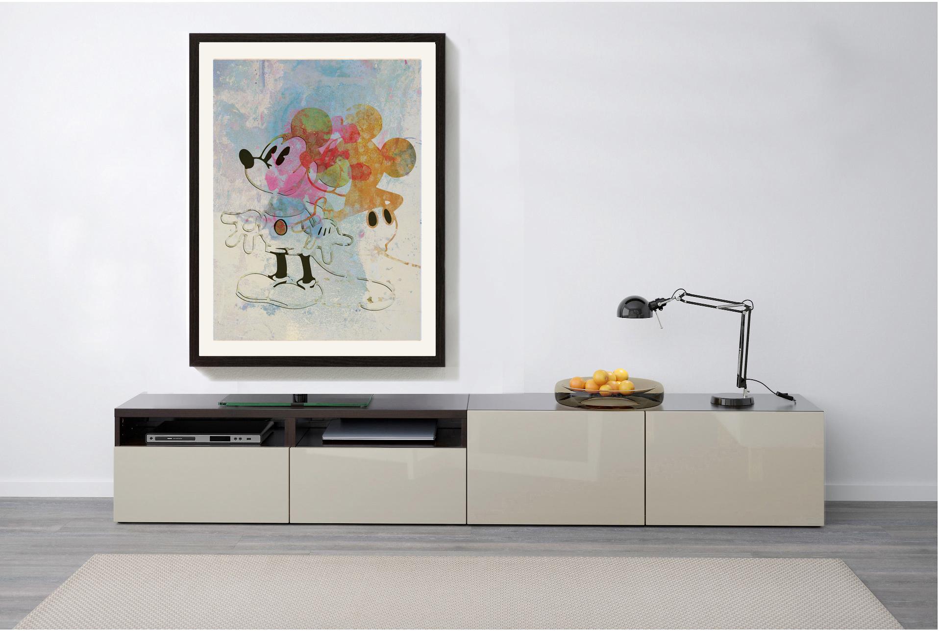 M011-Figurative, Street Art, Pop Art, Moderne, zeitgenössische abstrakte Mickey Mouse (Grau), Figurative Print, von Francisco Nicolás