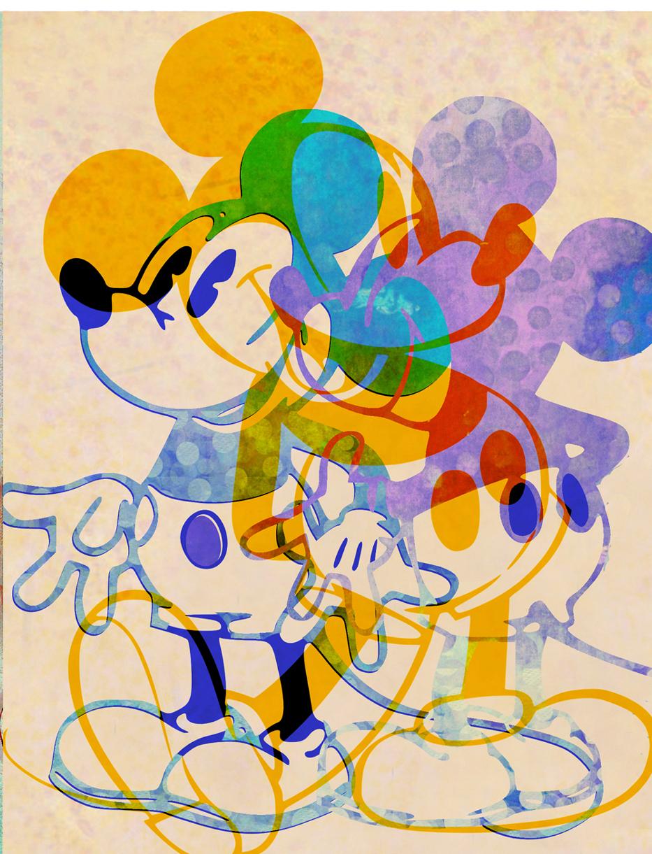 M016-Figuratif, Street art, Pop art, moderne, contemporain, abstrait Mickey Mous - Print de Francisco Nicolás