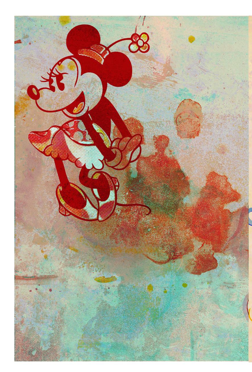 M016-Figurative, Street Art, Pop Art, Moderne, Zeitgenössische, Abstrakte Mickey Mous (Beige), Figurative Print, von Francisco Nicolás