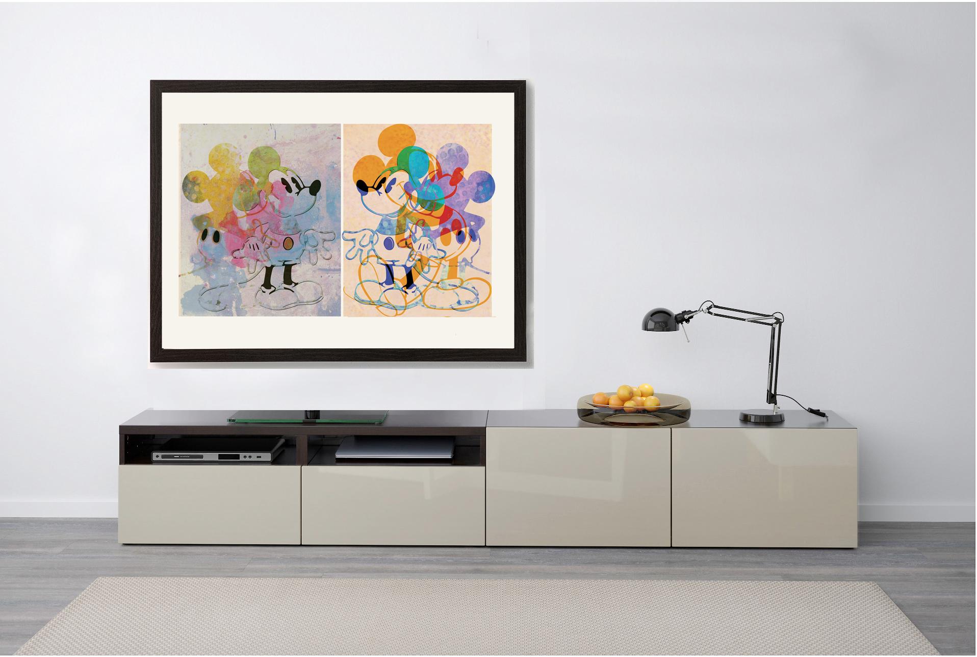 M17-Figurative, Street art, Pop art, Modern, Contemporary, Abstract Mickey Mouse - Beige Figurative Print by Francisco Nicolás