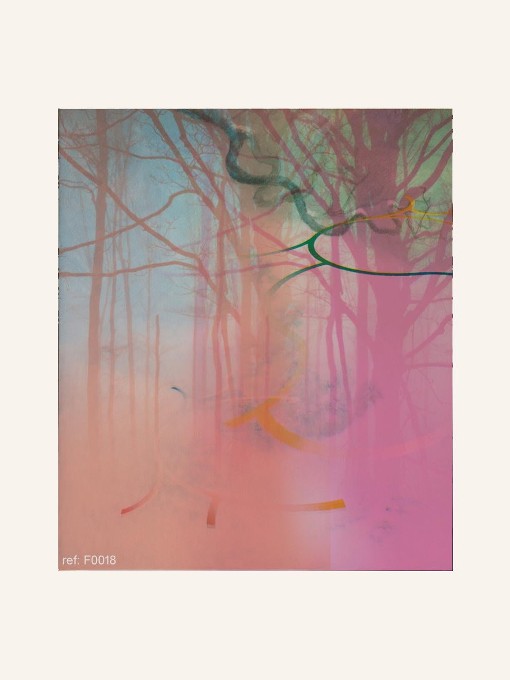 Landscape Print Francisco Nicolás - Forest rose - Contemporain, abstrait, moderne, Pop art, surréaliste, paysage