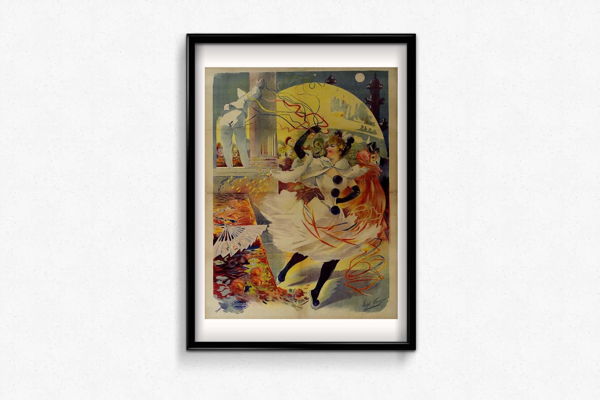 The circa 1900 poster for the Bal de l'Opéra de Paris, crafted by the talented artist Tamagno, offers a glimpse into the cultural richness of the Belle Époque. Tamagno, recognized for his artistic finesse, captured the spirit of the era in an