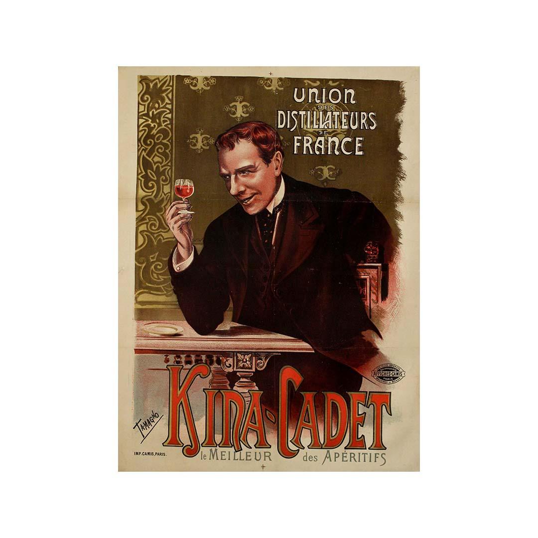 Affiche publicitaire originale de Tamagno datant d'environ 1900 - Apéritif Kina Cadet en vente 2