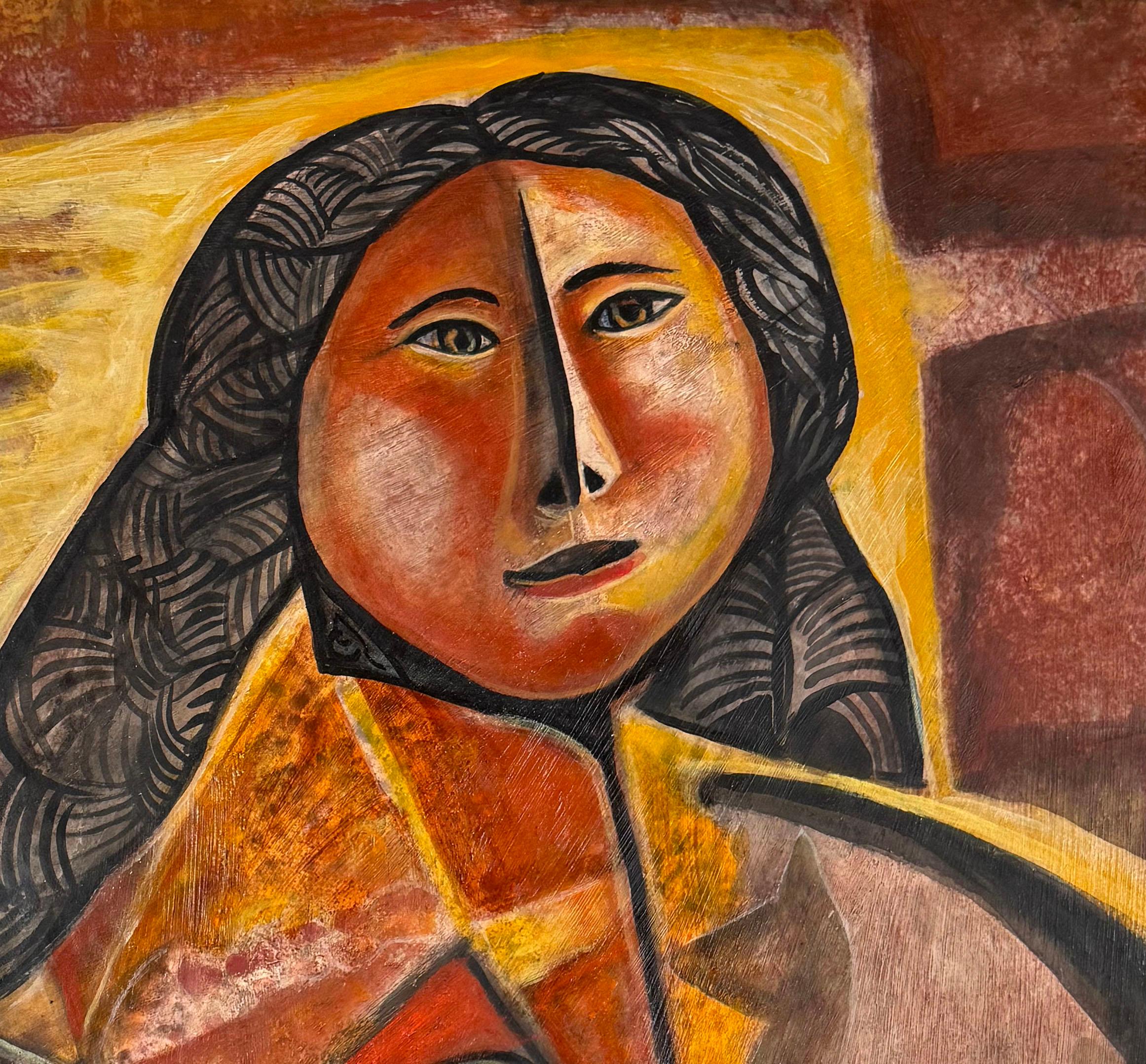 Muchacha - Portrait Painting Marrón de Francisco Oñate
