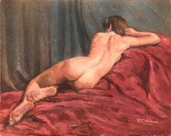 female nude woman oil on canvas painting