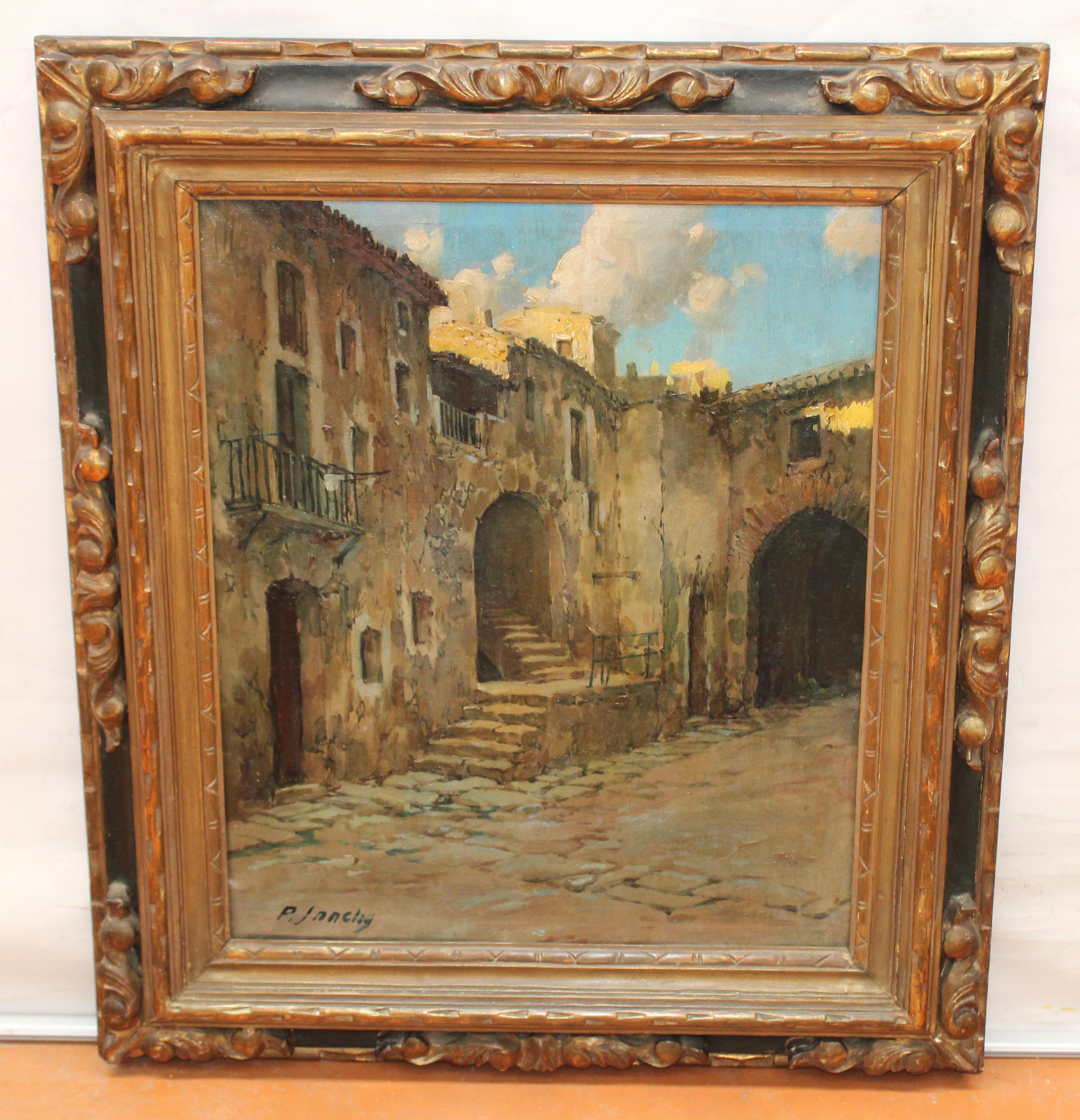 Óleo sobre tela - Pueblo rural - Painting by Francisco Payá Sanchís