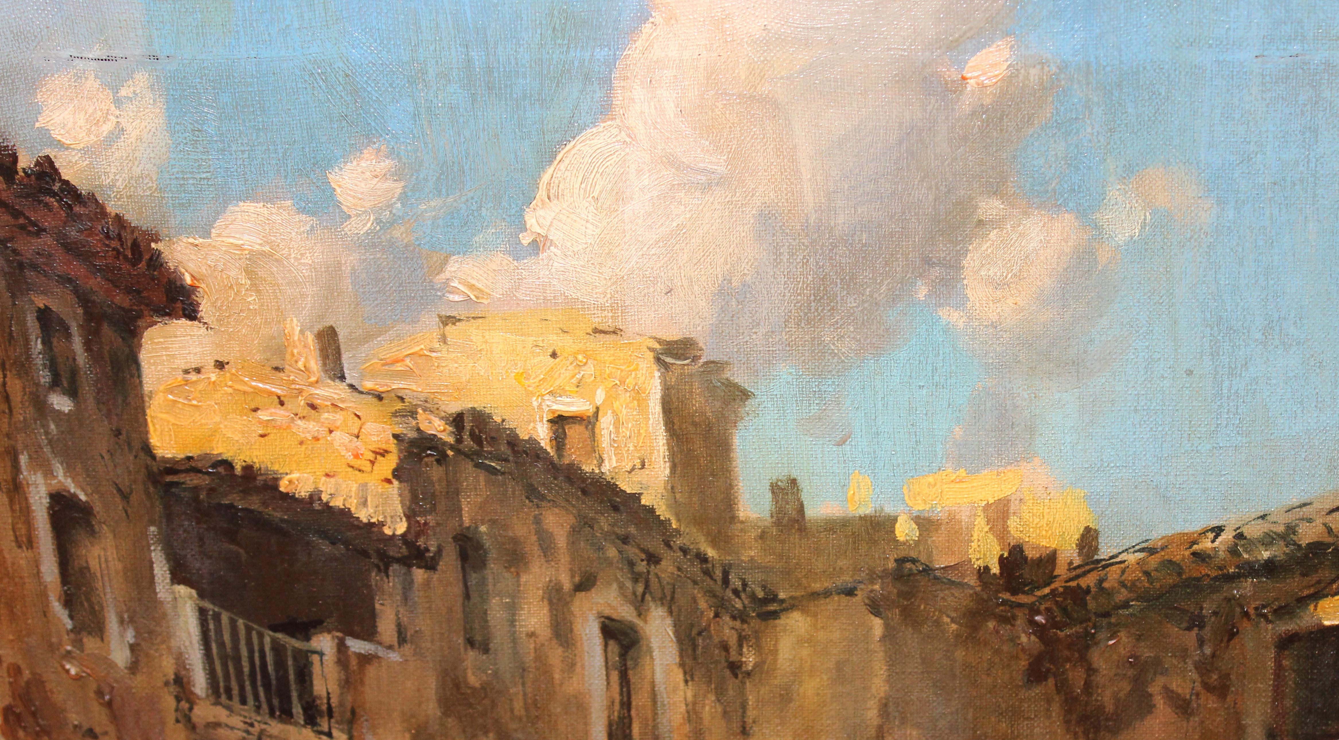 Óleo sobre tela - Pueblo rural - Impressionist Painting by Francisco Payá Sanchís