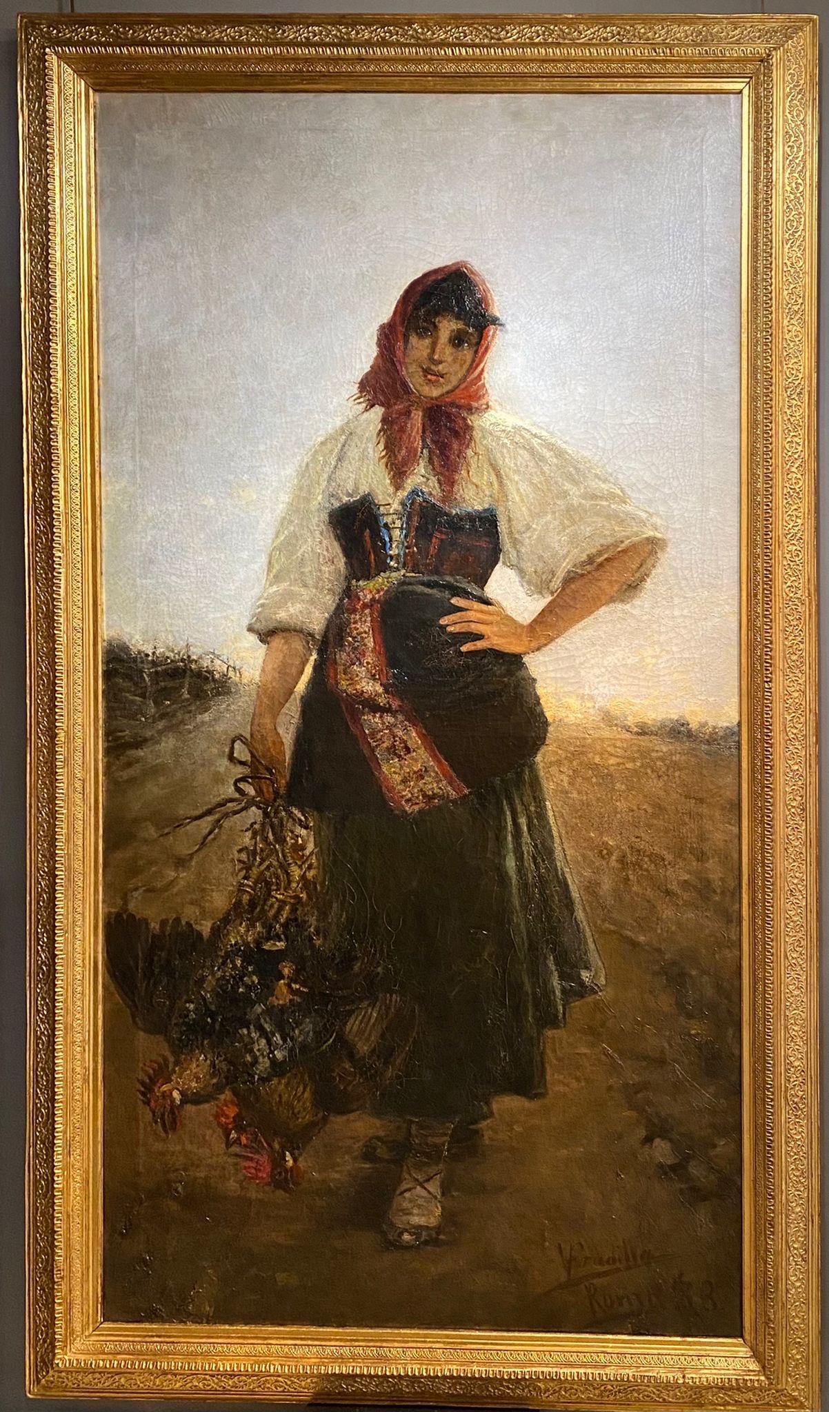 Ragazza romana del 19° secolo. - Painting di Francisco Pradilla Ortiz