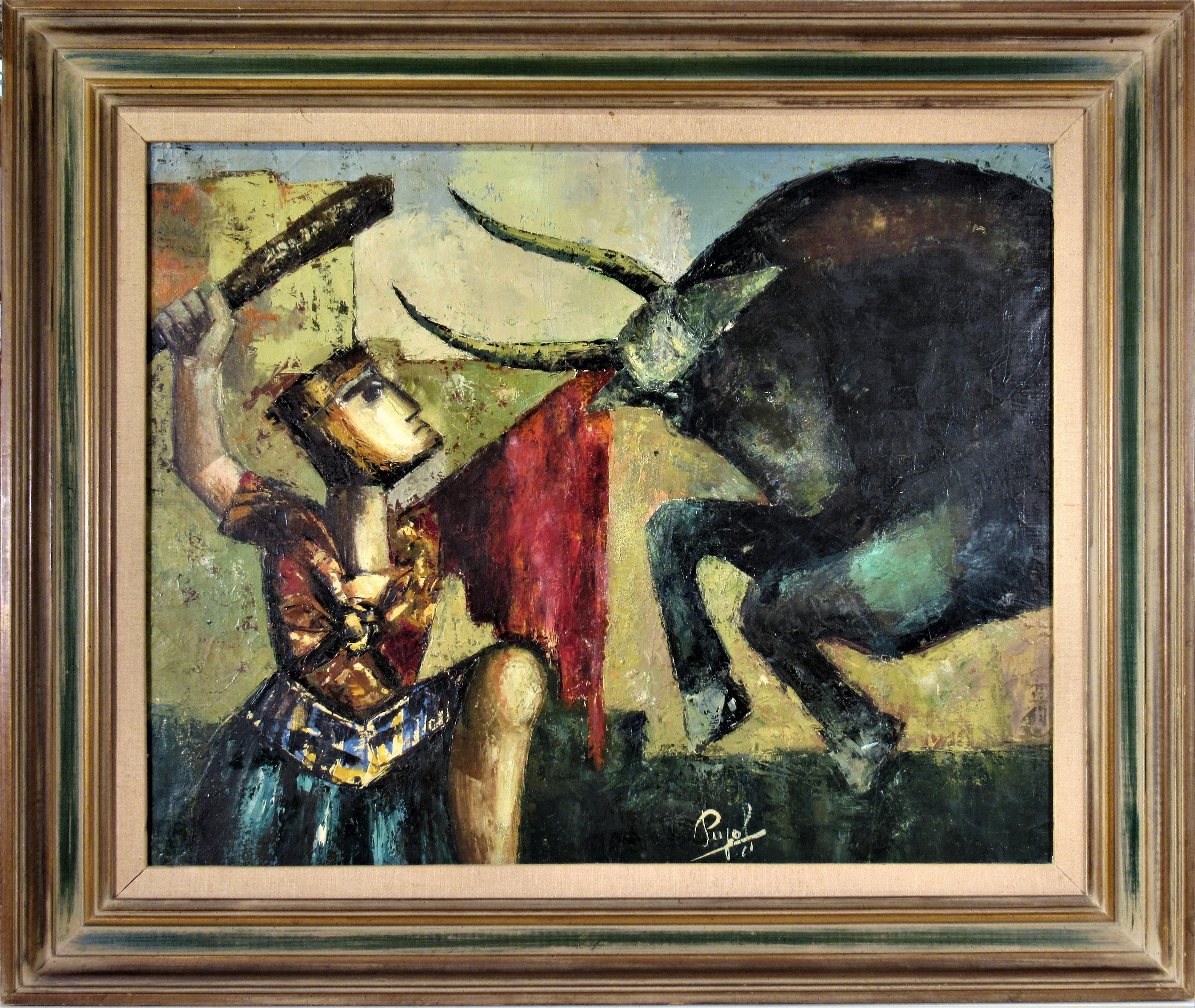 Francisco Pujol Figurative Painting - Lucha Con El Toro
