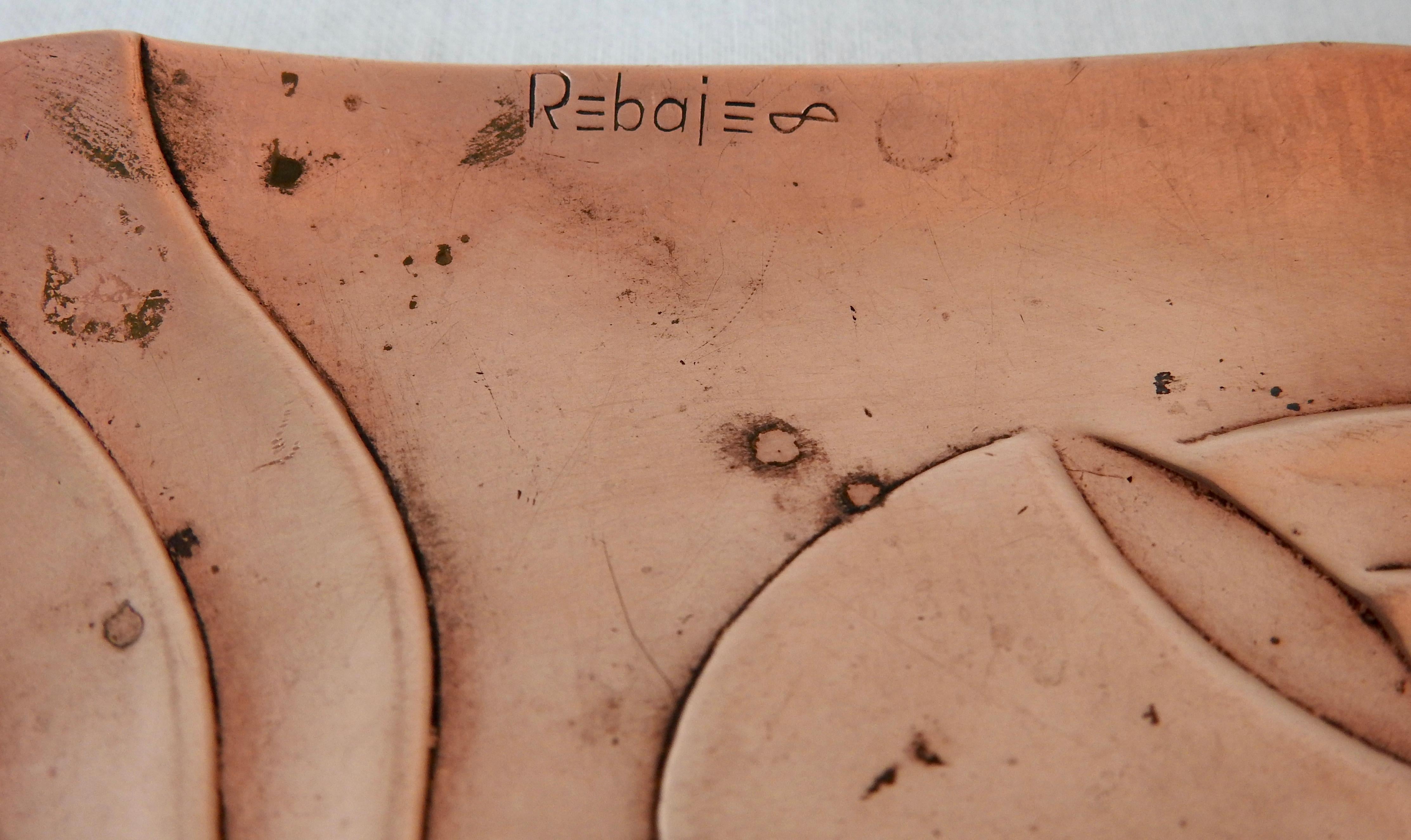 Francisco Rebajes Copper Pipe Plate, Signed, Midcentury For Sale 2
