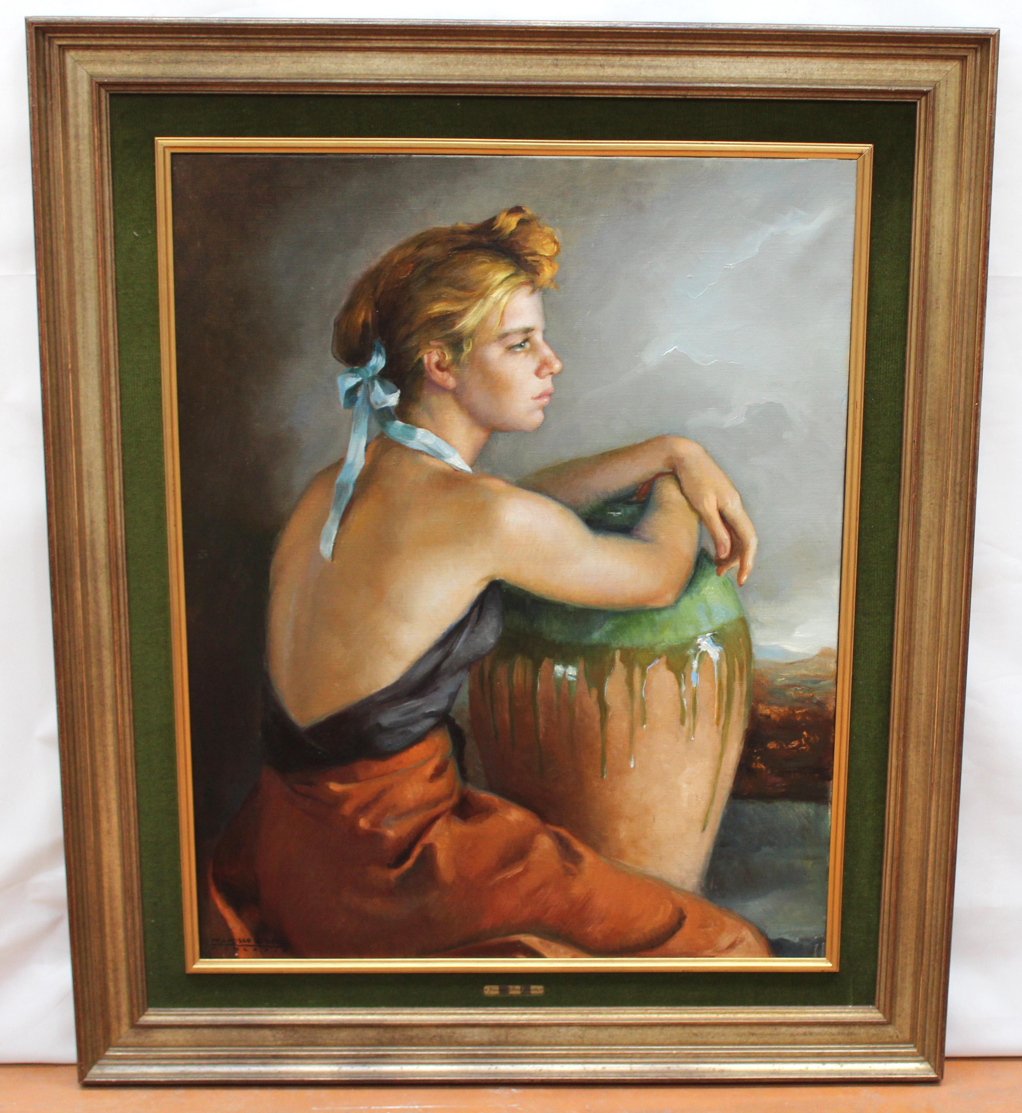 Joven cantarera - Óleo sobre tela - Año 1979 - Painting by Francisco Ribera Gómez