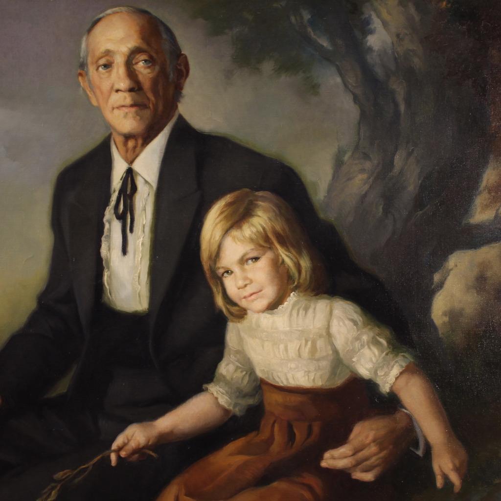 20. Jahrhundert Öl auf Leinwand Spanisch Signiert Ribera Familie Porträt Gemälde, 1972 im Angebot 7