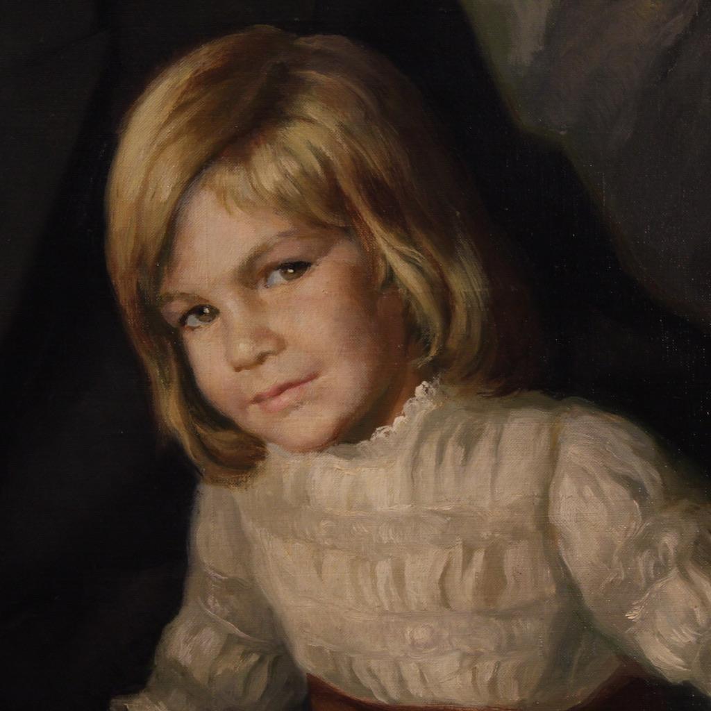 20. Jahrhundert Öl auf Leinwand Spanisch Signiert Ribera Familie Porträt Gemälde, 1972 im Angebot 8