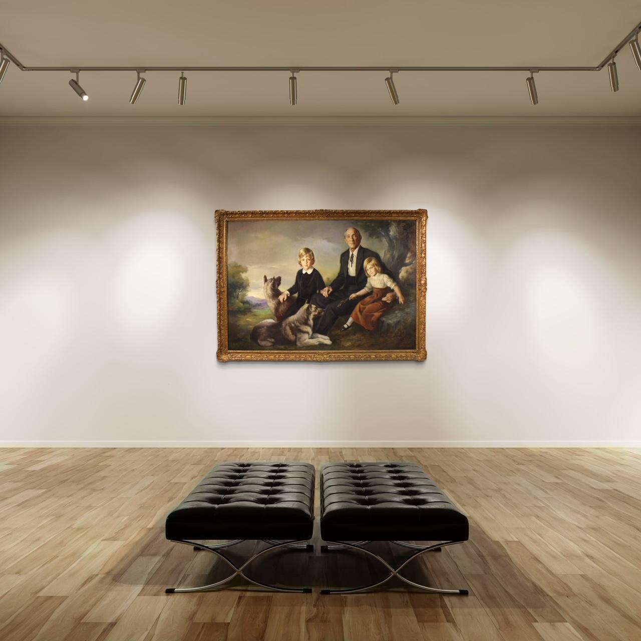 20. Jahrhundert Öl auf Leinwand Spanisch Signiert Ribera Familie Porträt Gemälde, 1972 im Angebot 9