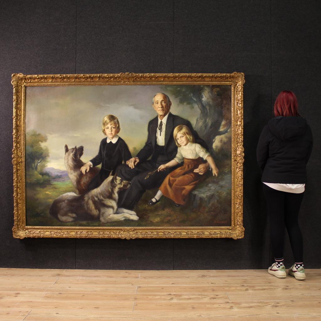 20. Jahrhundert Öl auf Leinwand Spanisch Signiert Ribera Familie Porträt Gemälde, 1972 – Painting von Francisco Ribera Gomez
