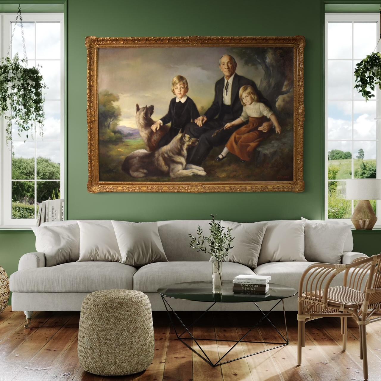 20. Jahrhundert Öl auf Leinwand Spanisch Signiert Ribera Familie Porträt Gemälde, 1972 im Angebot 2