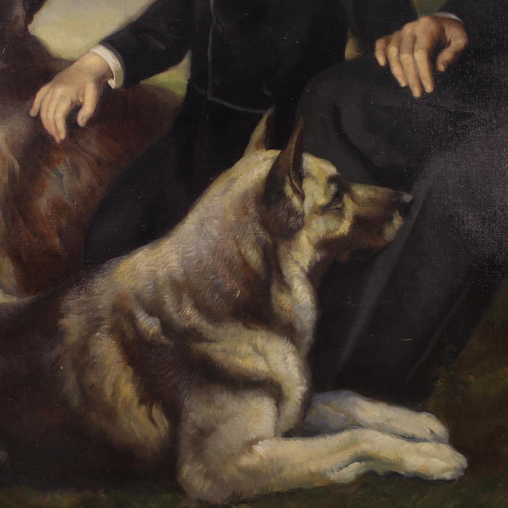 20. Jahrhundert Öl auf Leinwand Spanisch Signiert Ribera Familie Porträt Gemälde, 1972 im Angebot 4