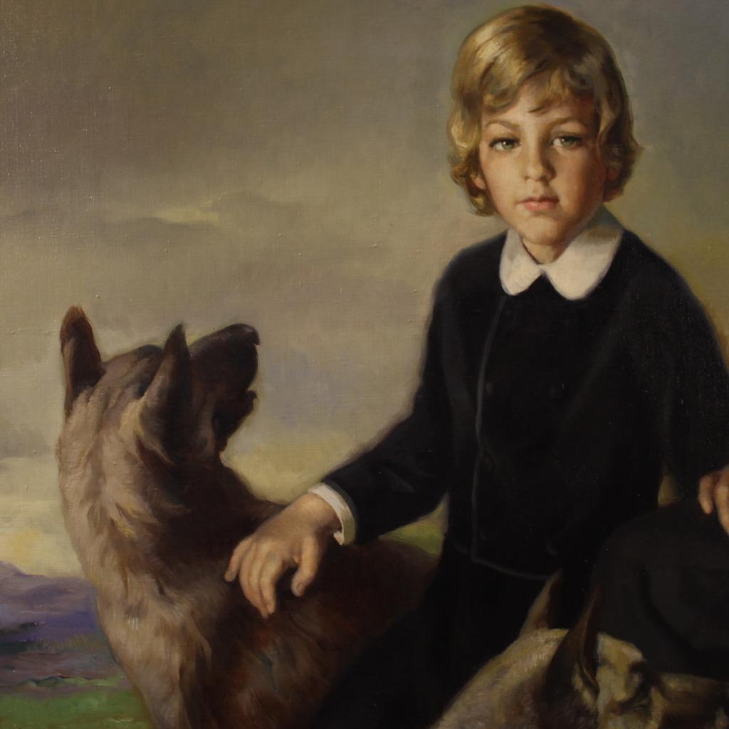 20. Jahrhundert Öl auf Leinwand Spanisch Signiert Ribera Familie Porträt Gemälde, 1972 im Angebot 5