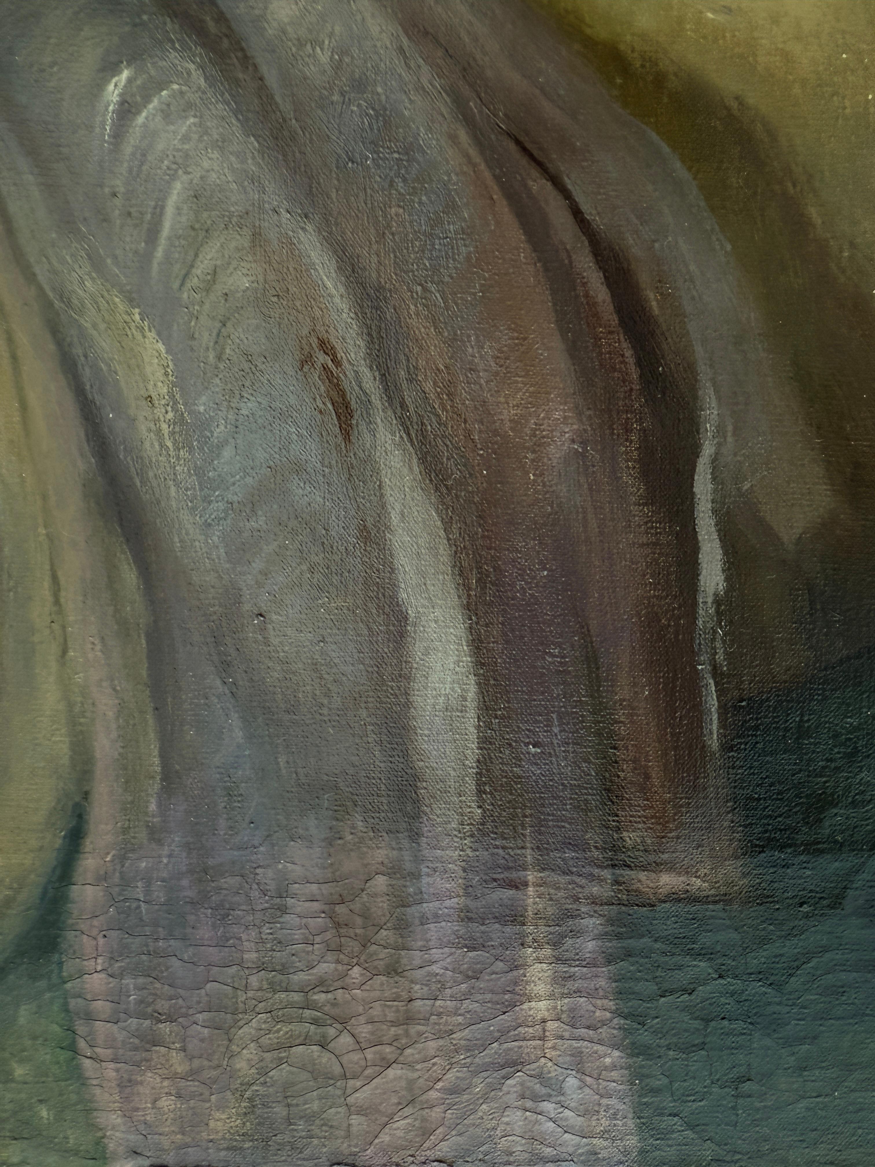 Weiblicher Akt Öl auf Leinwand Gemälde (Grau), Nude Painting, von Francisco Ribera Gomez