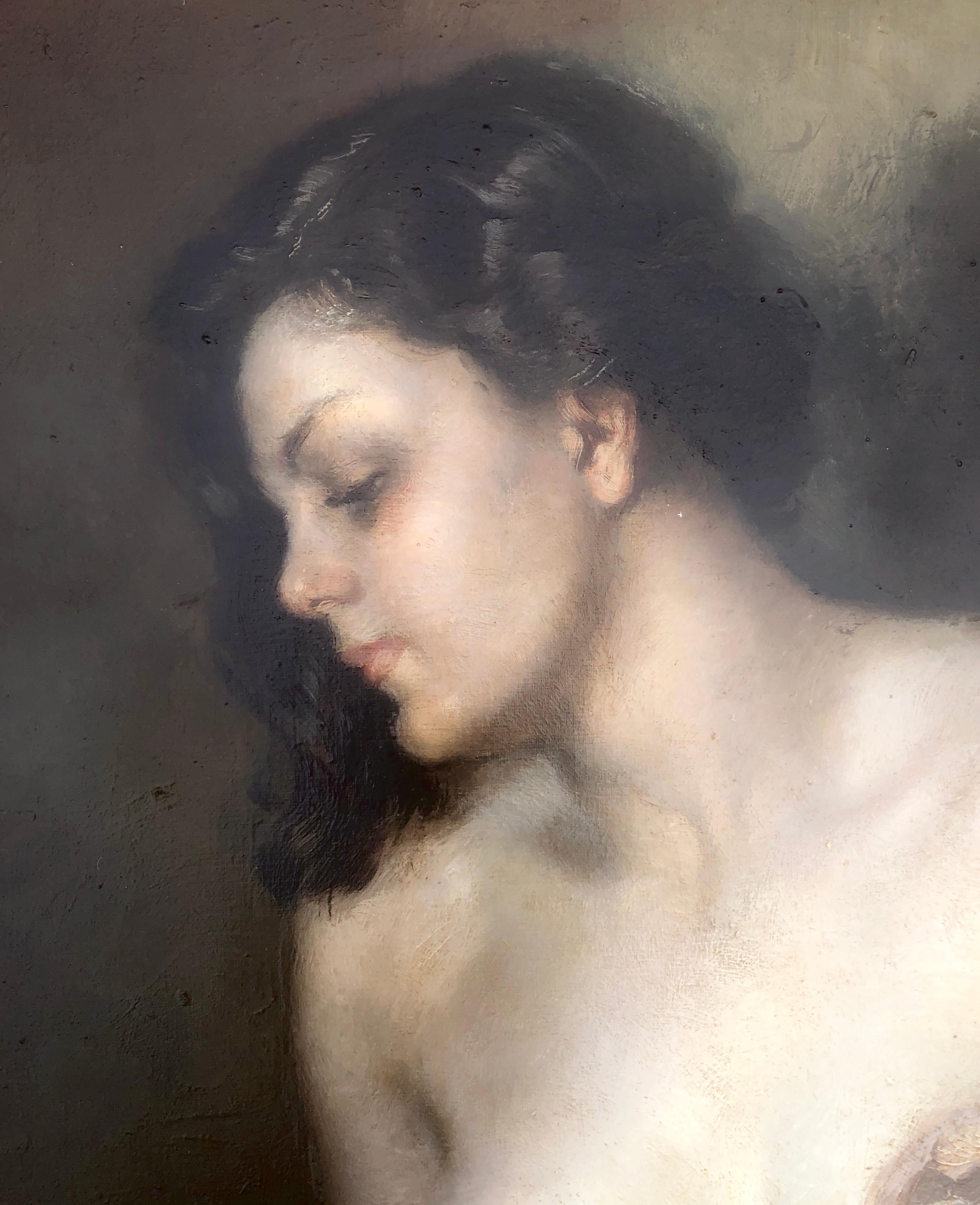 Pittura originale ad olio su tela di una donna nuda - Painting Realismo di Francisco Ribera