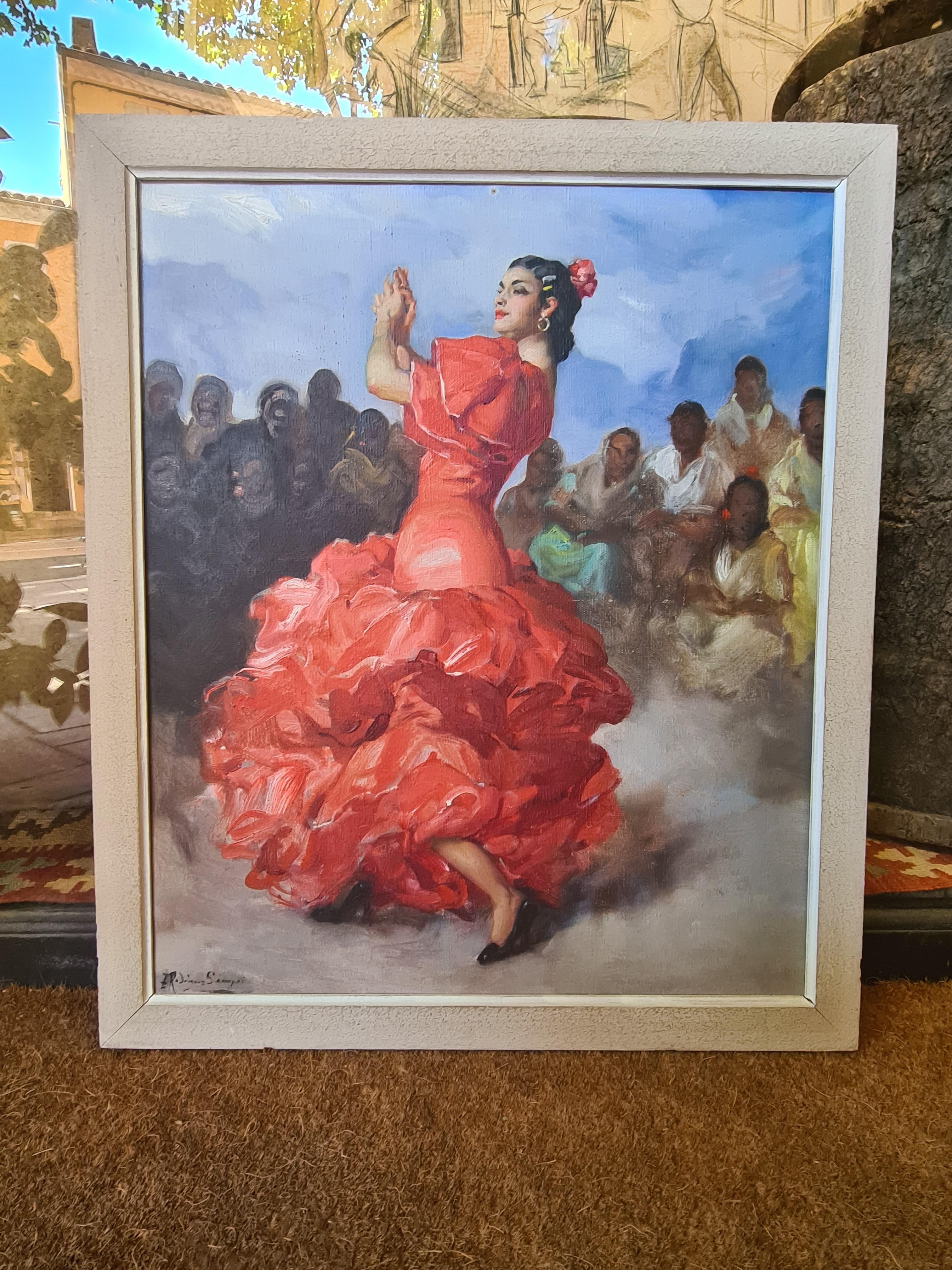 El Jaleo, The Flamenco Dancer - Painting by Francisco Rodriguez Sanchez Clement