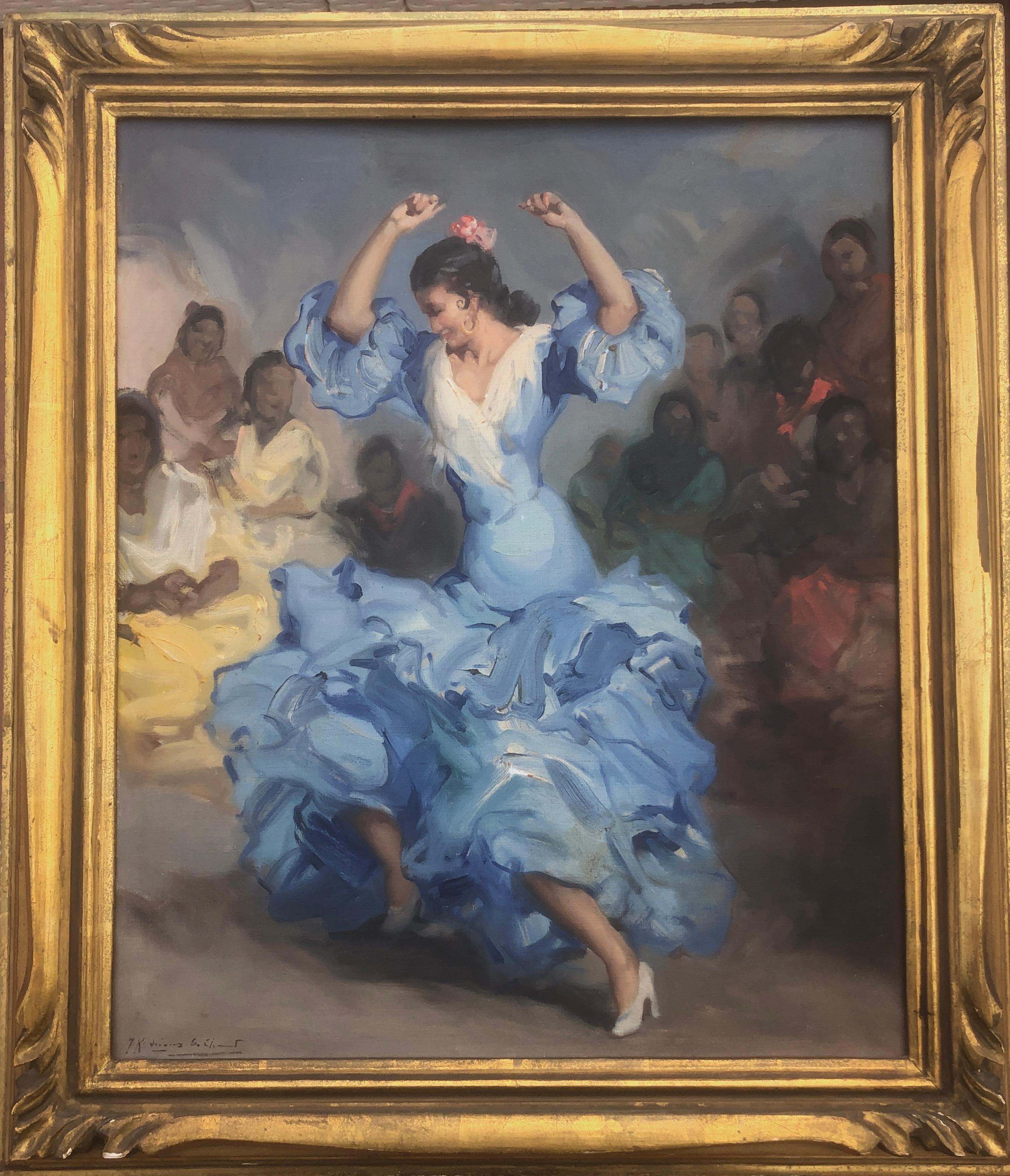 Danza flamenca olio su tela Spagna - Painting di Francisco Rodriguez Sanchez Clement