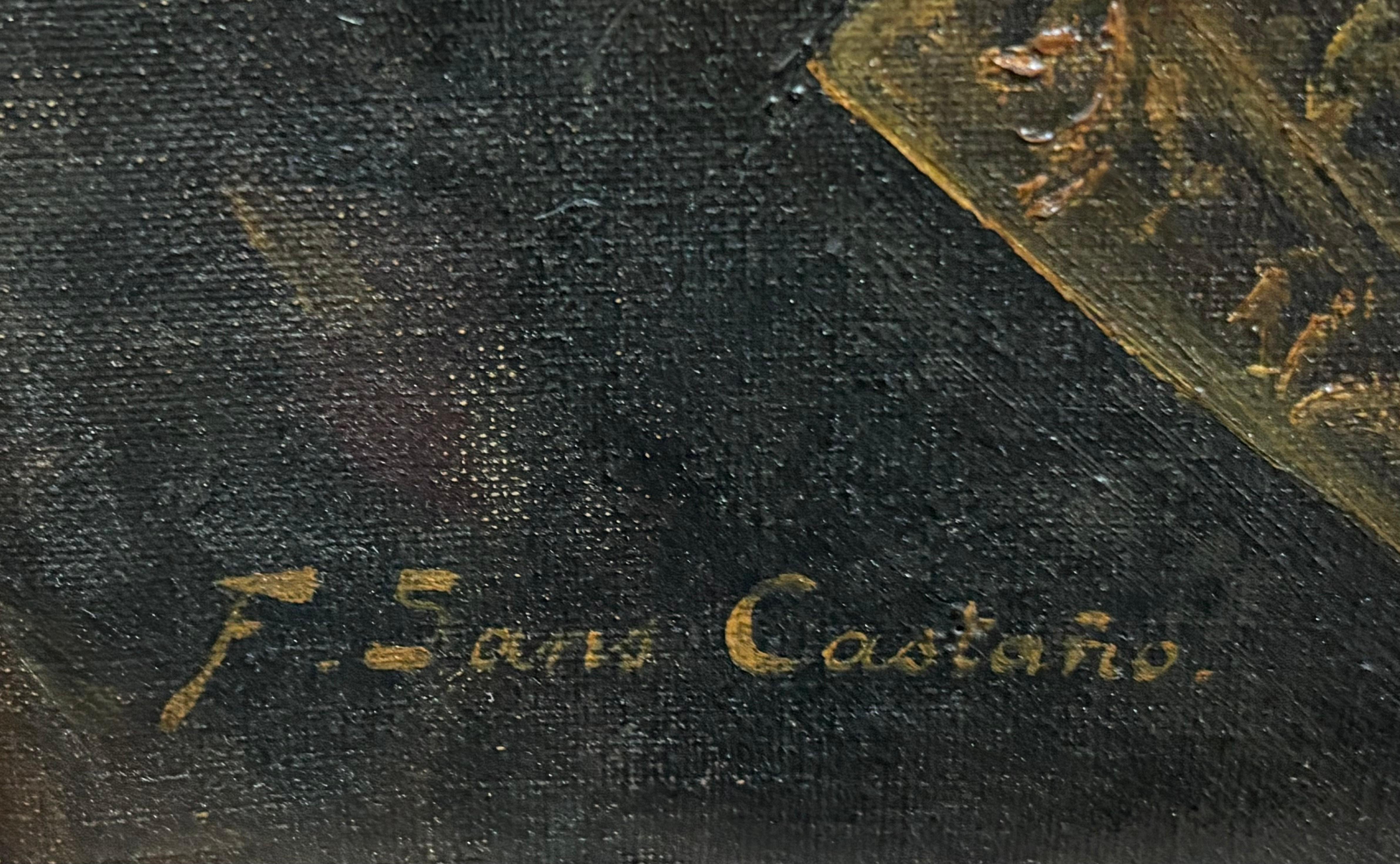 FRANCESC SANS CASTAÑO - MAJA CON ABANICO Y MANTILLA - OLEO LIENZO For Sale 4