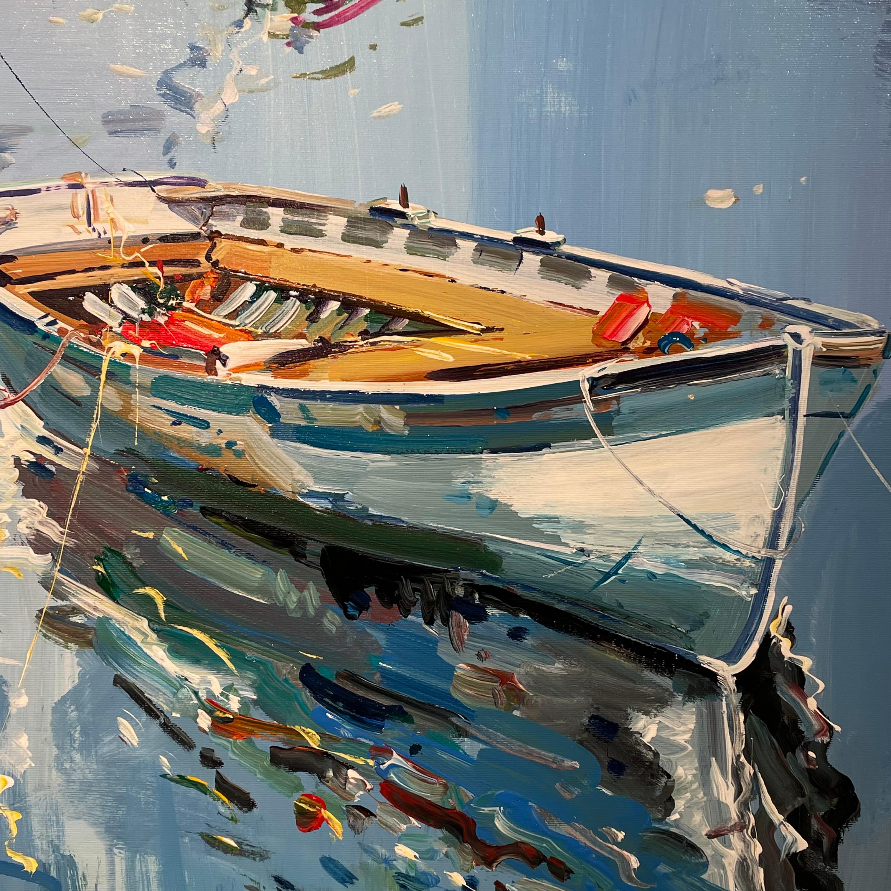 painting of boats on water