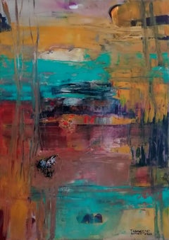 Abstrakte Landschaft 2, Gemälde, Acryl auf Leinwand