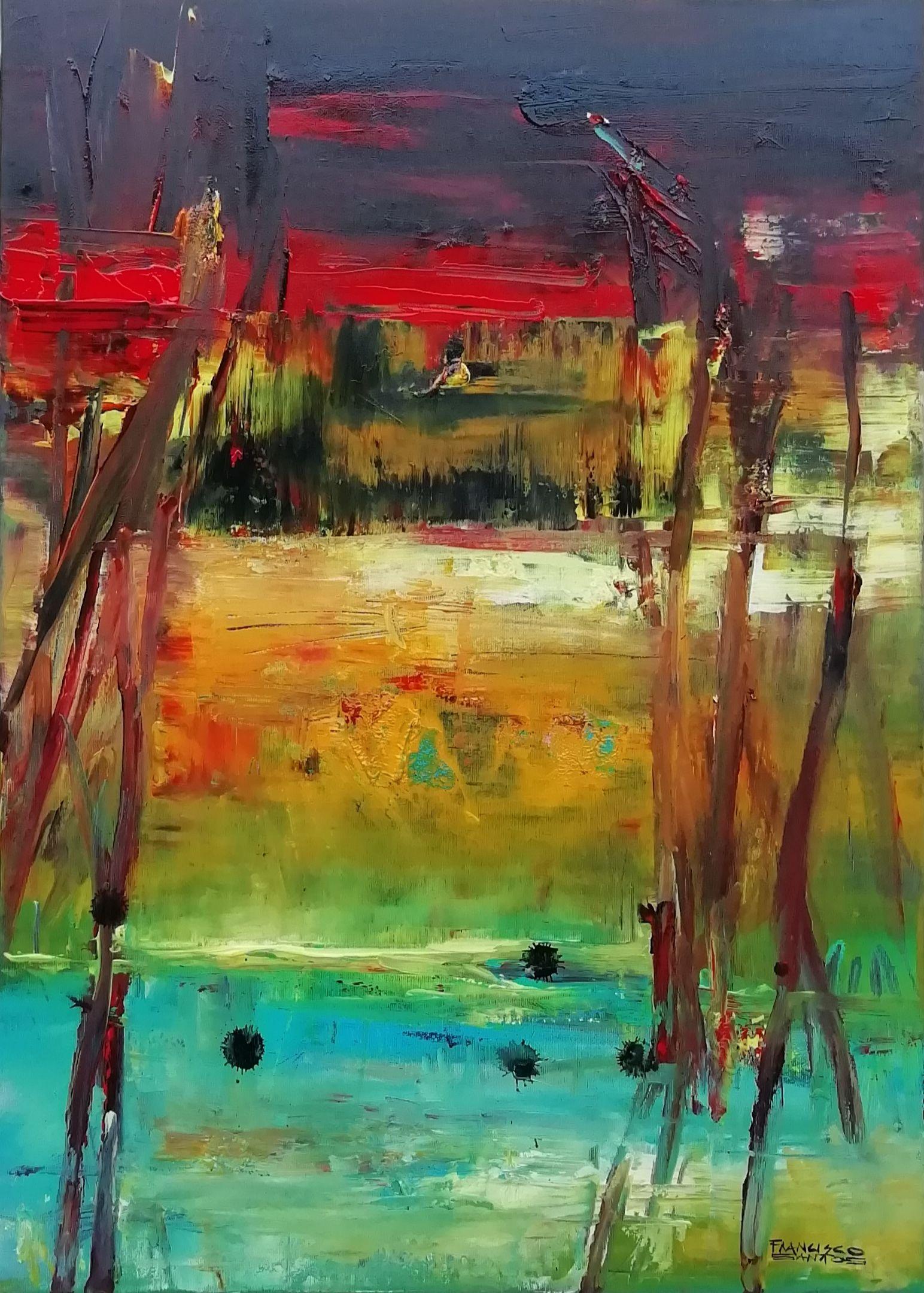 Abstrakte Landschaft 3, Gemälde, Acryl auf Leinwand – Painting von Francisco Santos