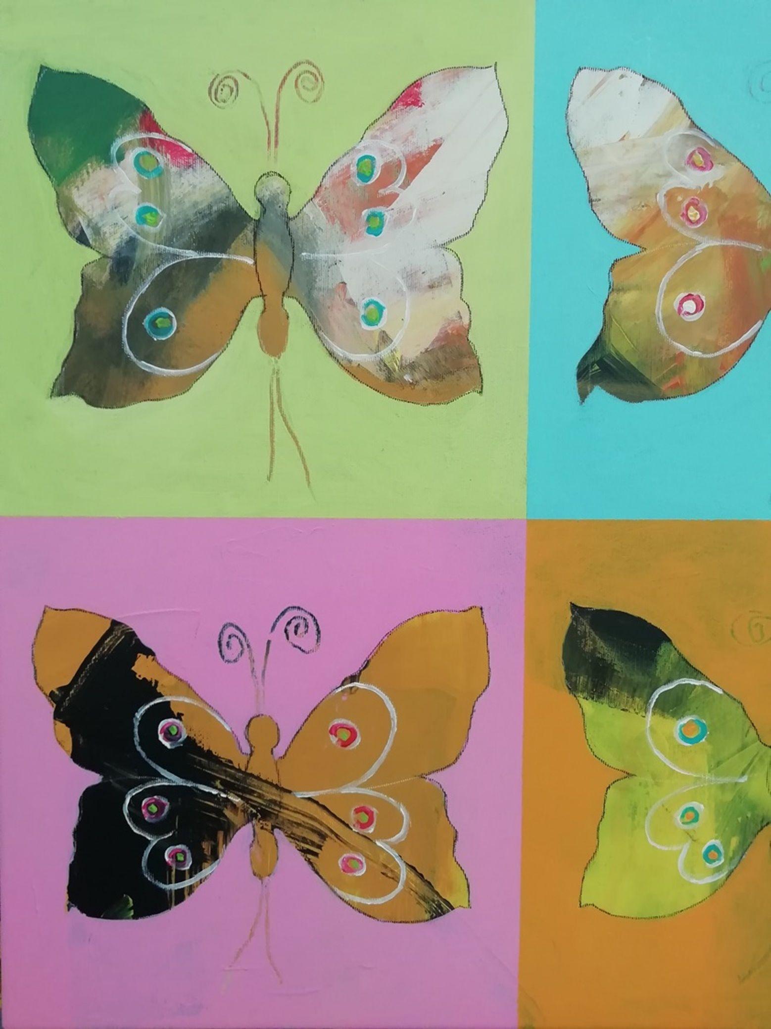 Peinture - Papillon 1, acrylique sur toile - Expressionniste Painting par Francisco Santos