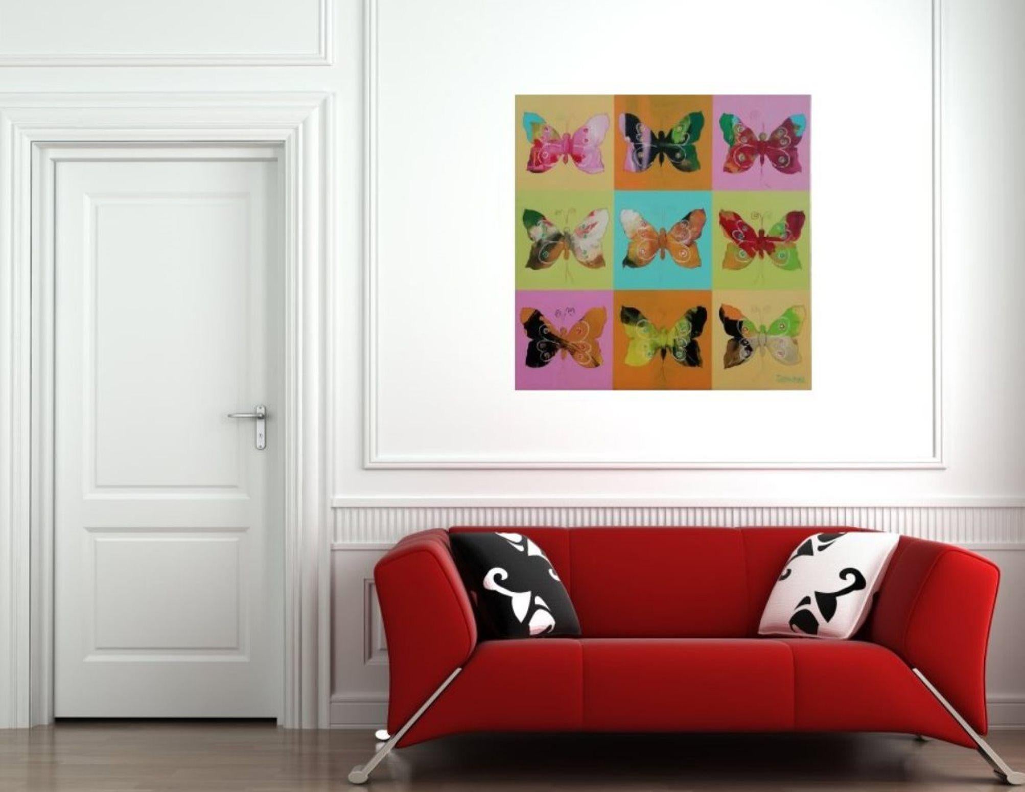 Peinture - Papillon 1, acrylique sur toile en vente 1