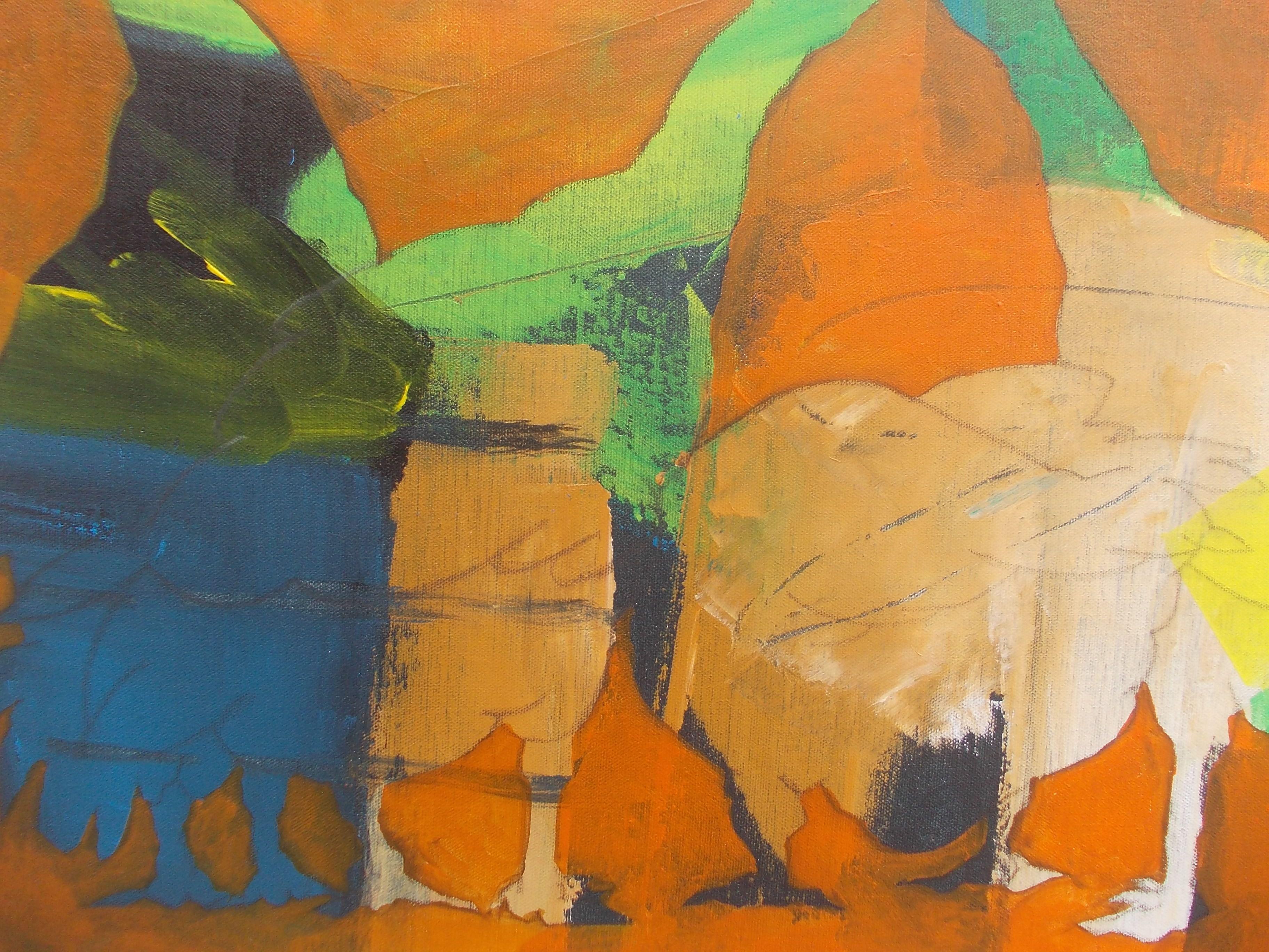 Geese on the farm, Painting, Acrylic on Canvas 2