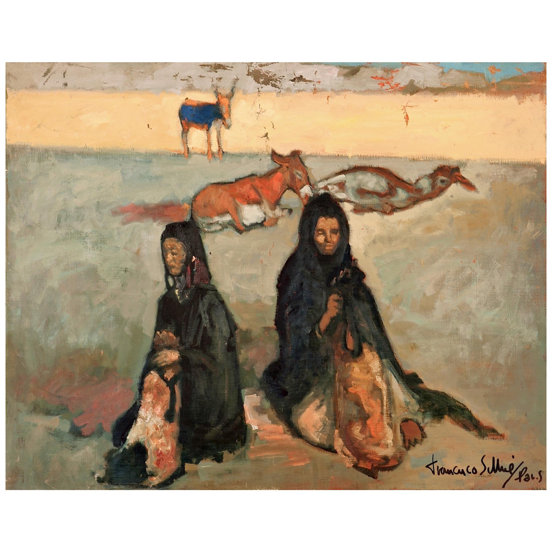 Francisco Sillué Painting of Gypsies For Sale