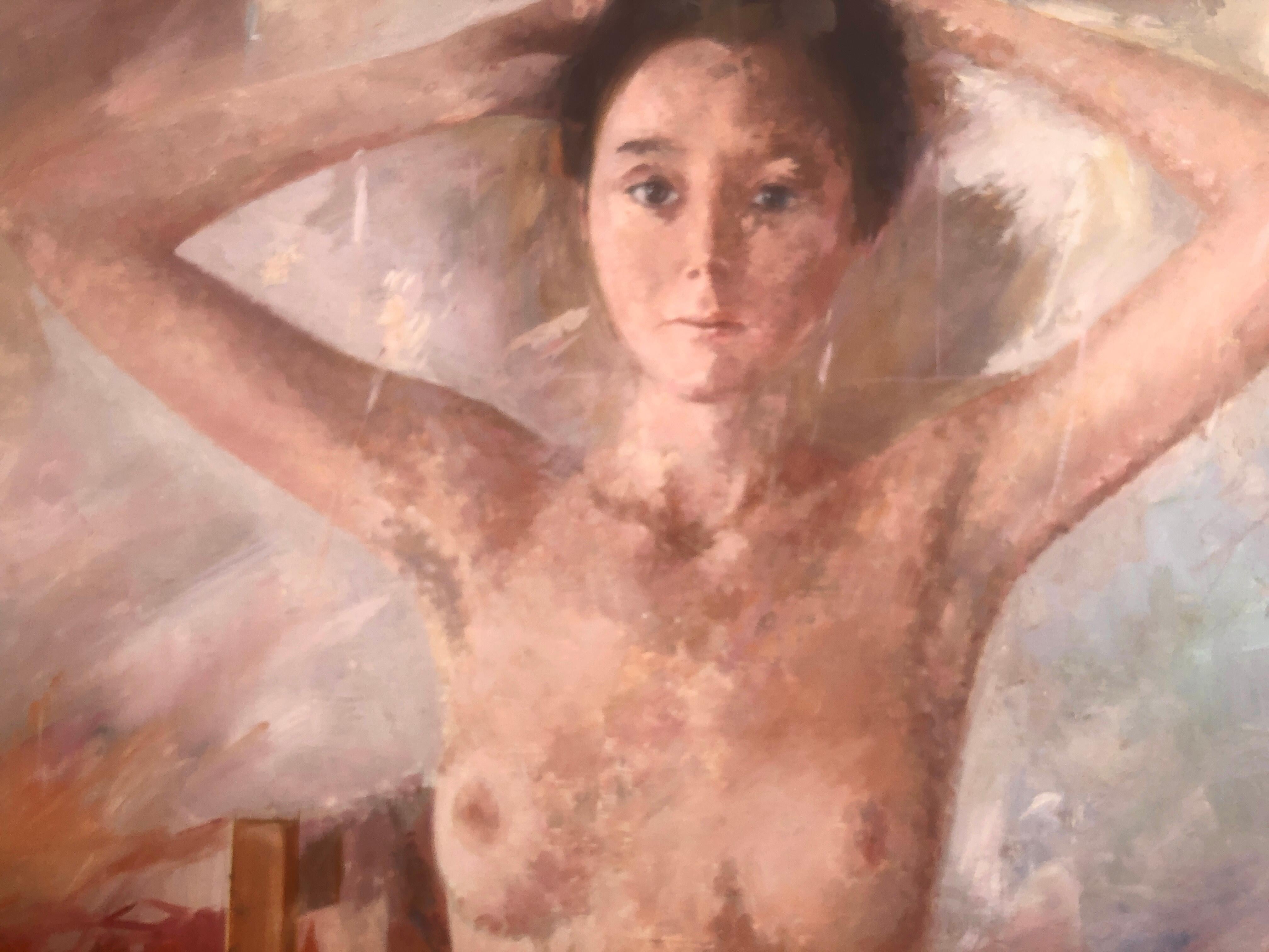 Through the looking Glass Öl auf Leinwand Gemälde einer nackten Frau im Angebot 3
