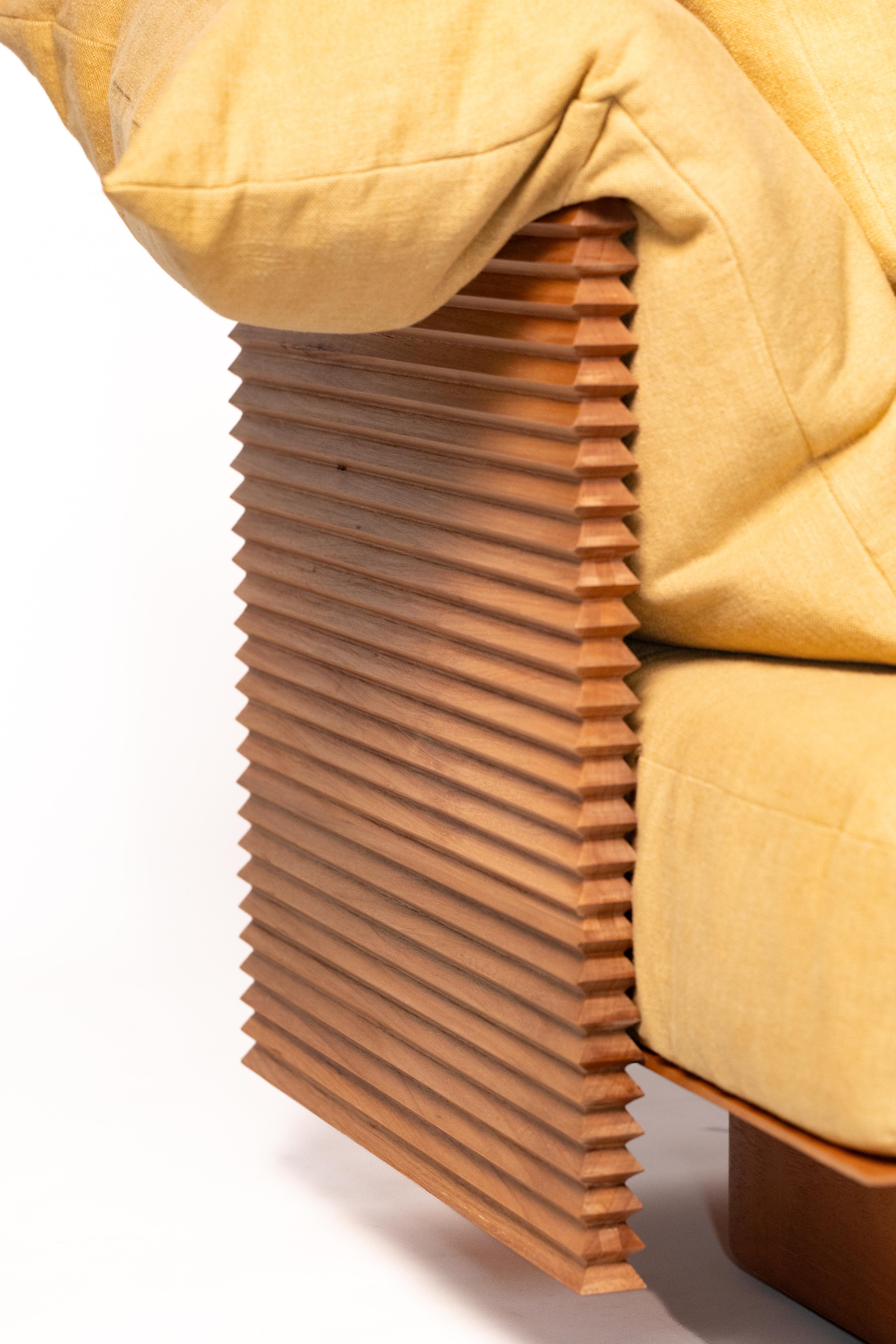 Francisco Solid Brazilian Wood Lounge Armchair with Linen Cushions by +55design For Sale 1
