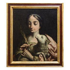 FRANCISCO SOLIMENA (Canale di Serino 1657 -Naples 1747) Attributed "Saint Agnes"