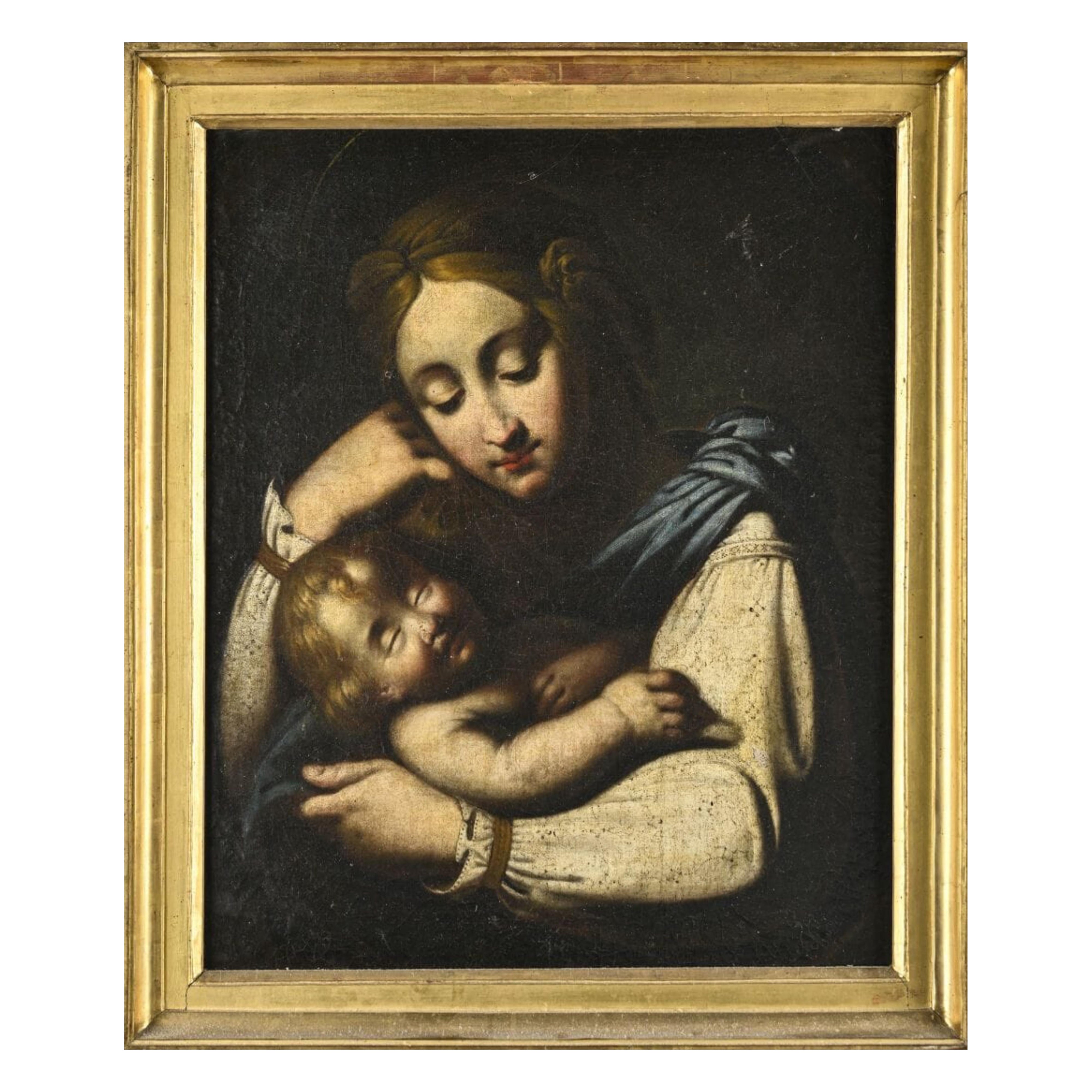 FRANCISCO SOLIMENA Canale di Serino 1657 - Neapel 1747 zugeschrieben "Die Madonna". im Angebot