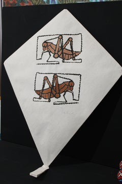 Kite Mixed Media Artwork on Handmade Paper, Ink and Gouache