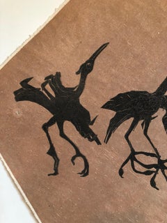 Dipinto modernista messicano raffigurante un aquilone, stampa a stencil e xilografia, firmata a mano