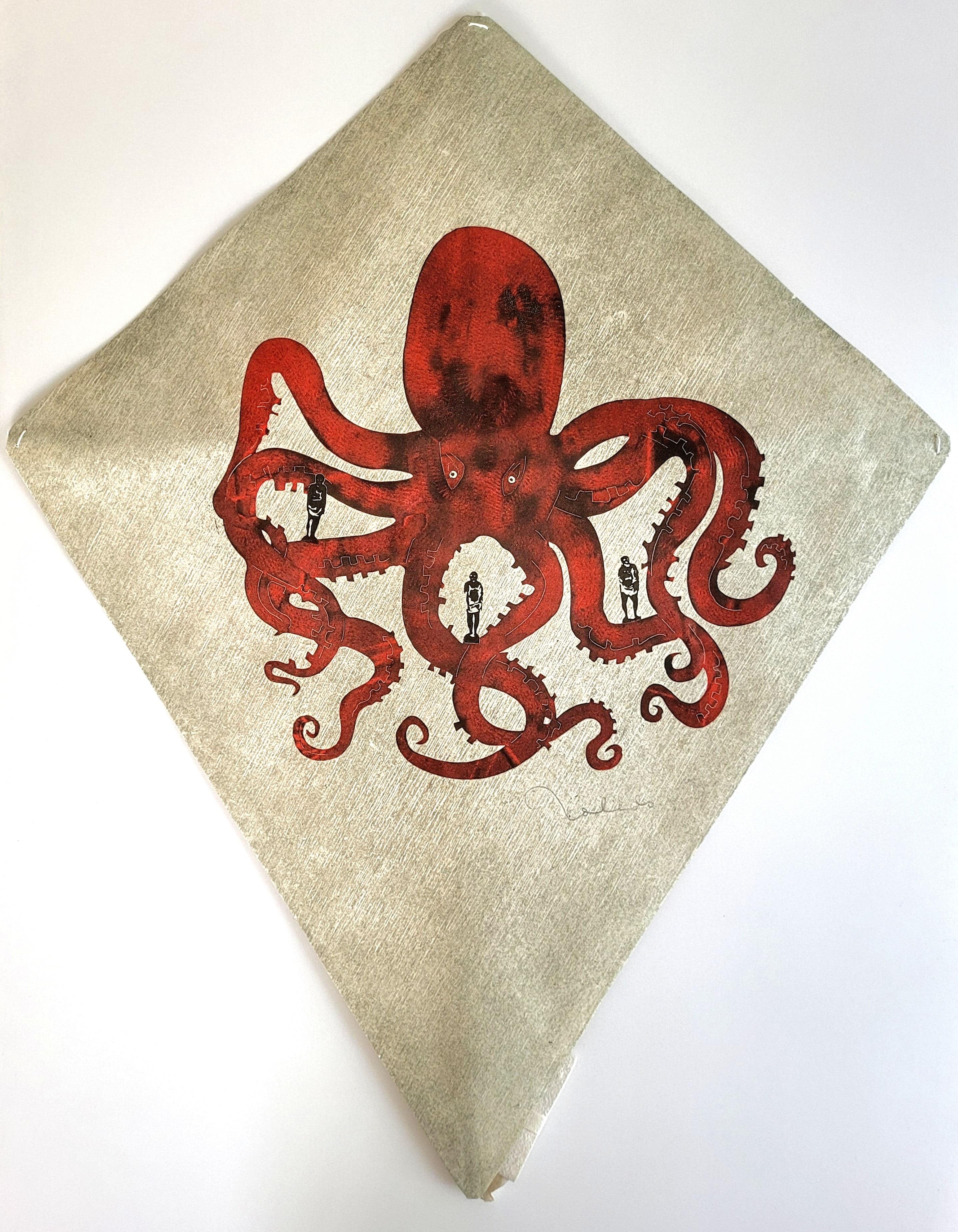 Papalote con Pulpo y Hombres - Mixed Media Art by Francisco Toledo