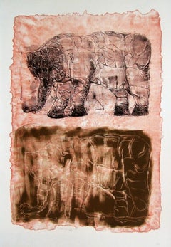 Vintage Francisco Toledo, ¨Los Elefantes¨, 1984, Lithograph, 35.8x24.8 in