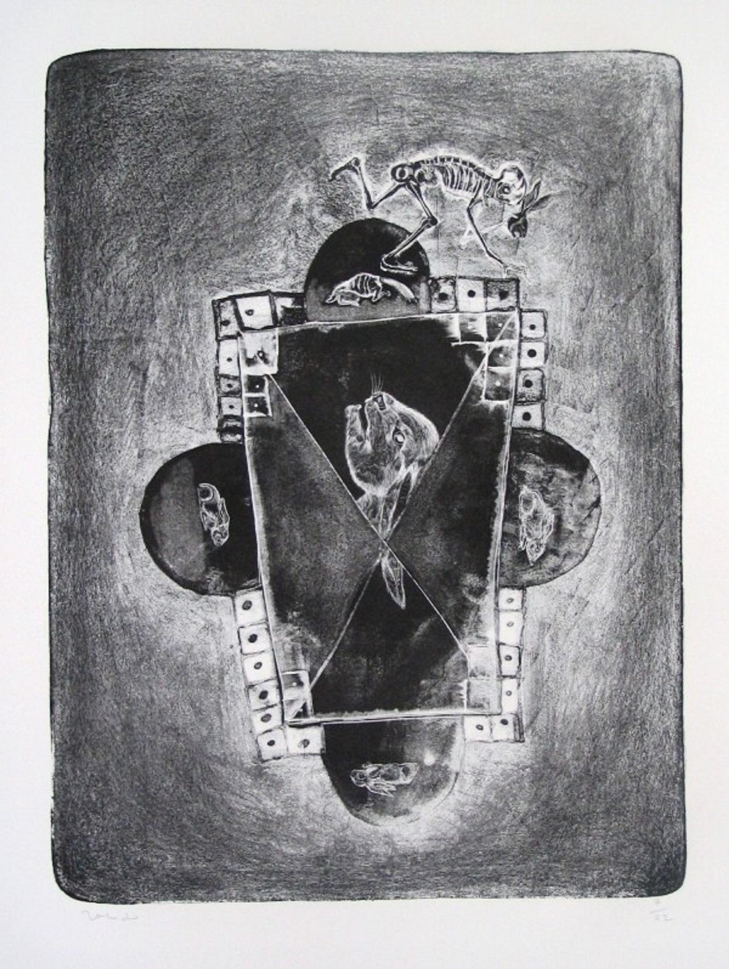 Mexican Artist  ¨Juego de Conejos II¨ signed limited edition original art print  - Print by Francisco Toledo
