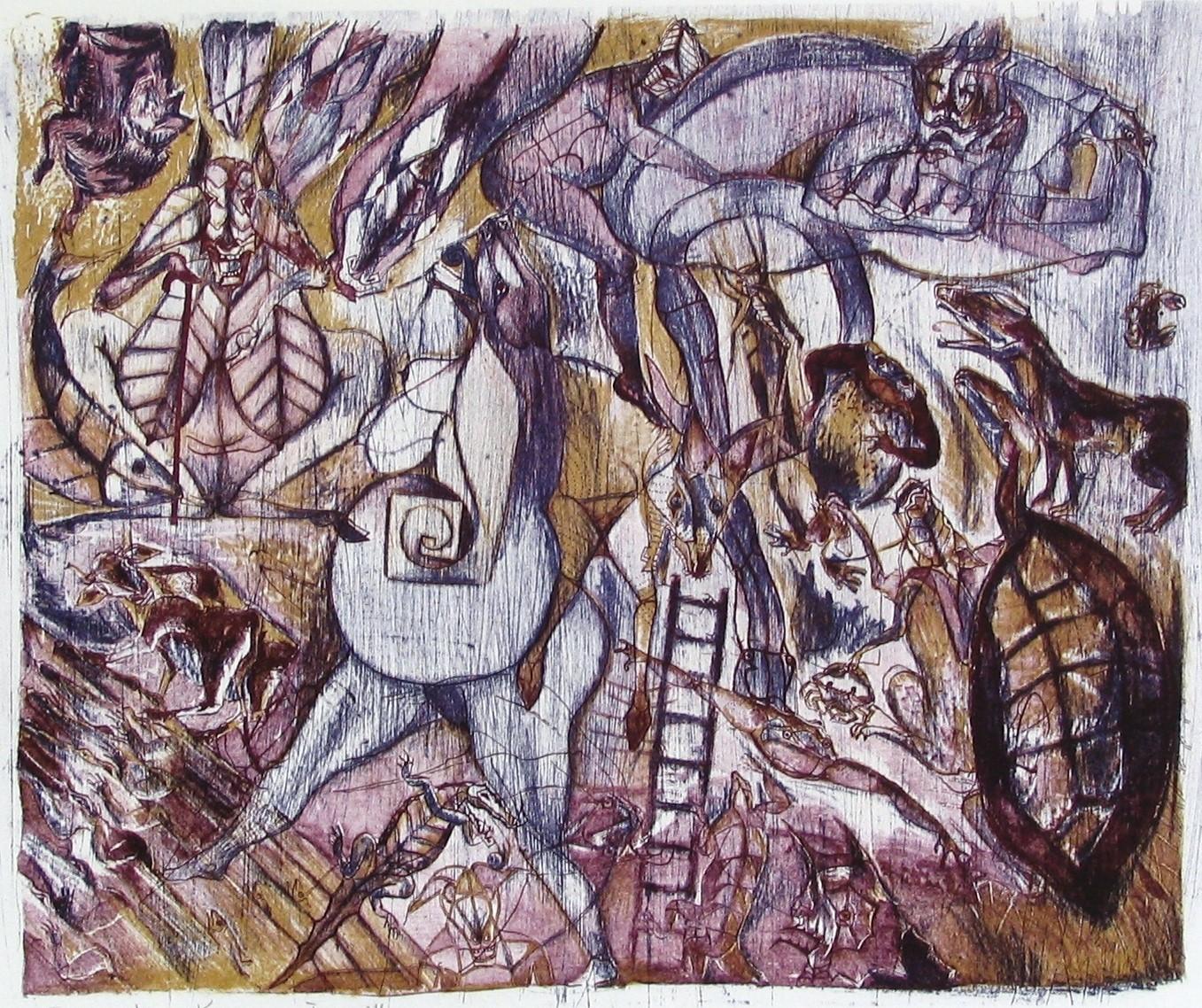 Francisco Toledo (Mexican 1940-2019)
"Resumida
, 1984.
Lithograph, Limited edition of 26.
Overall size: 53.5 x 64 cm. (21.1 x 25.2 in.).
Print surface: Velin Arches paper 300 g.
Hand-signed, COA (Certificate of Authenticity) included.
Excellent