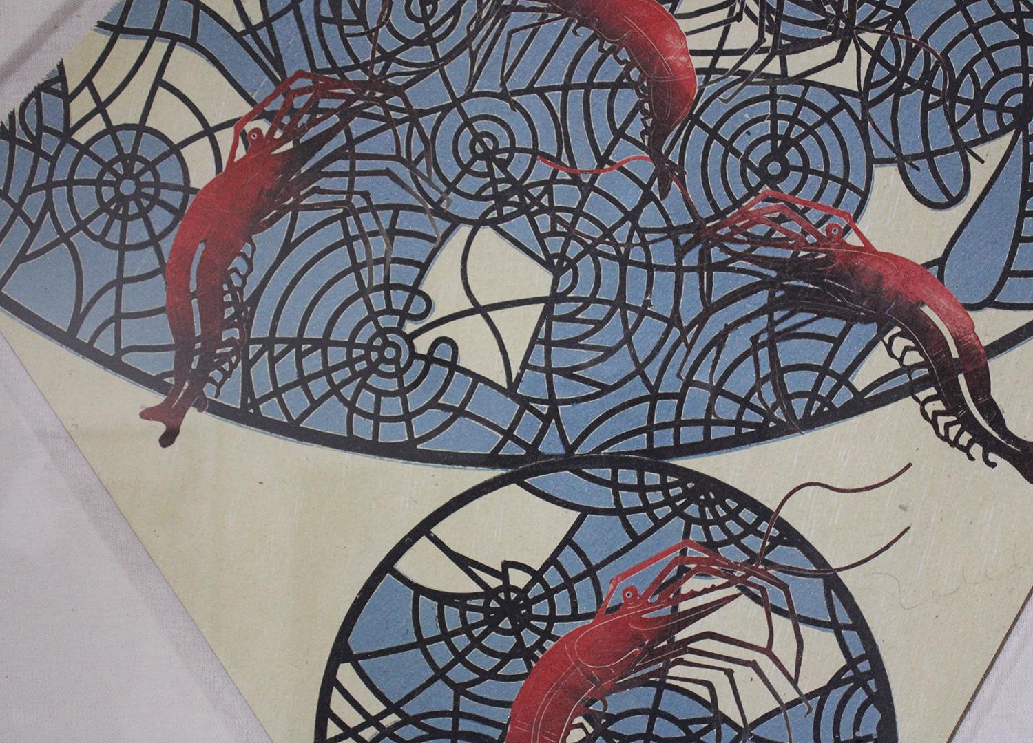 Papalote con Camarones - Gray Print by Francisco Toledo