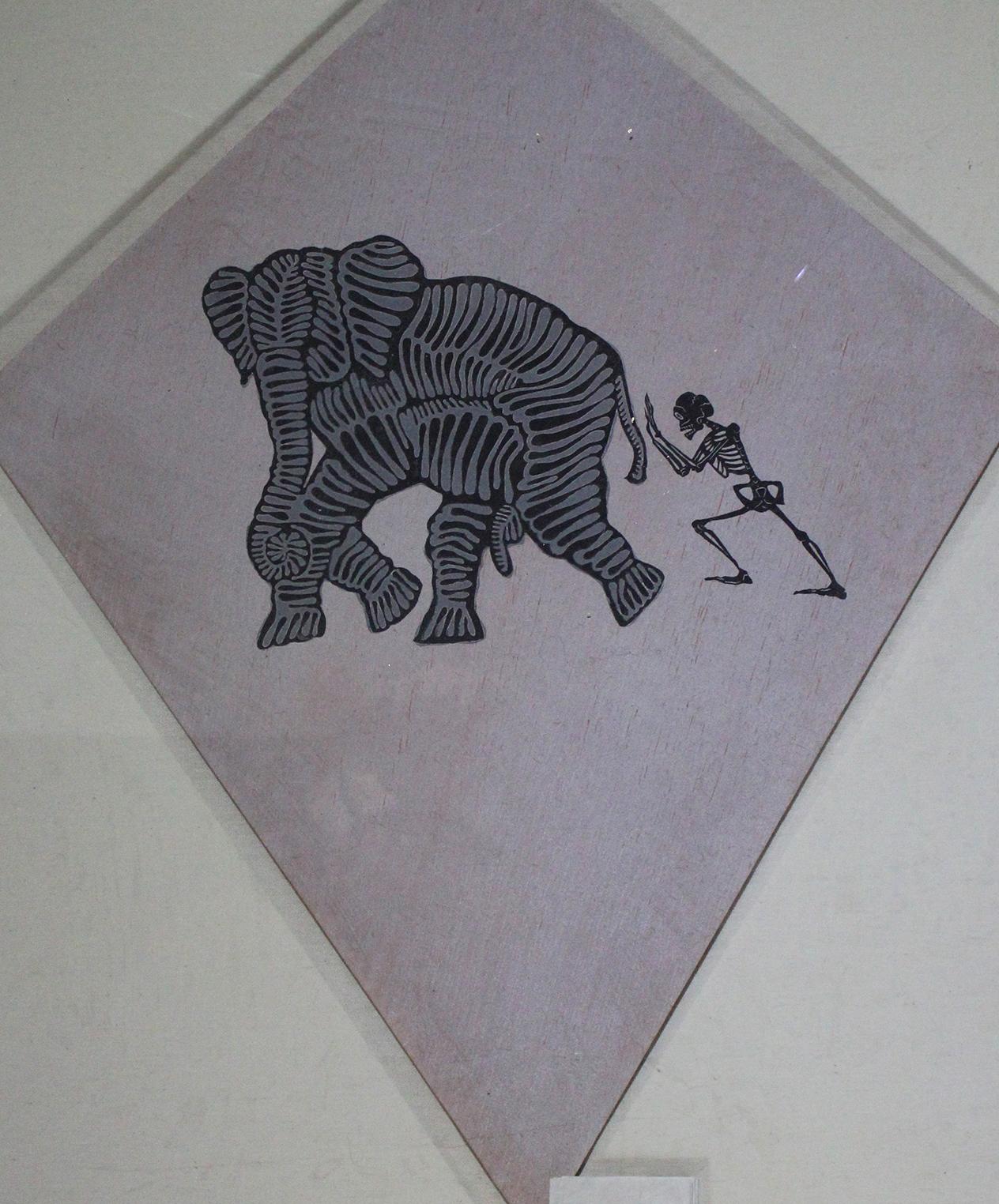 Papalote con Elefante y Esqueleto - Print by Francisco Toledo