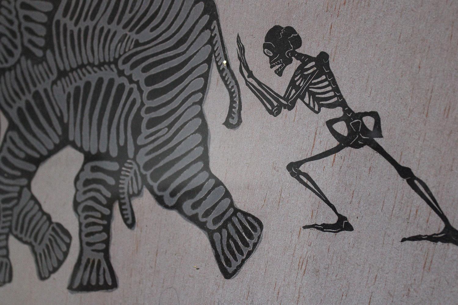 Kite with Elephant & Skeleton.

Signed with pencil and stamped at the verso.

In Juchitán Oaxaca, the land where Toledo was born and to which he was always close, kites are flown at festivities to exalt the deceased and call the souls of their