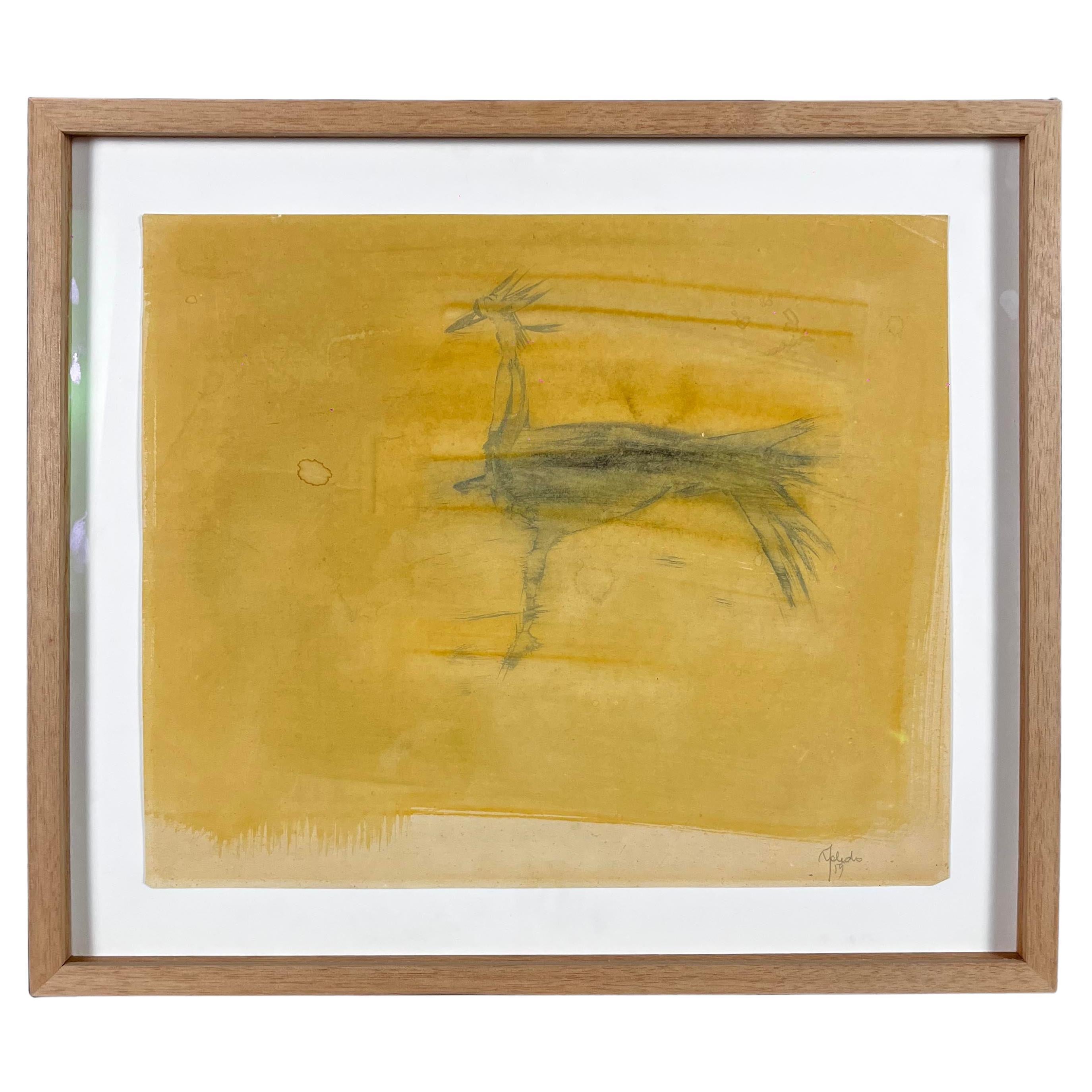 Francisco Toledo Watercolor on Paper Bird Painting